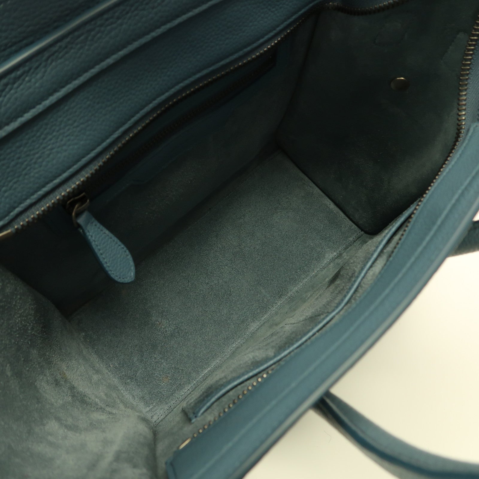 CELINE 牛皮皮革Luggage銀扣手挽袋藍色