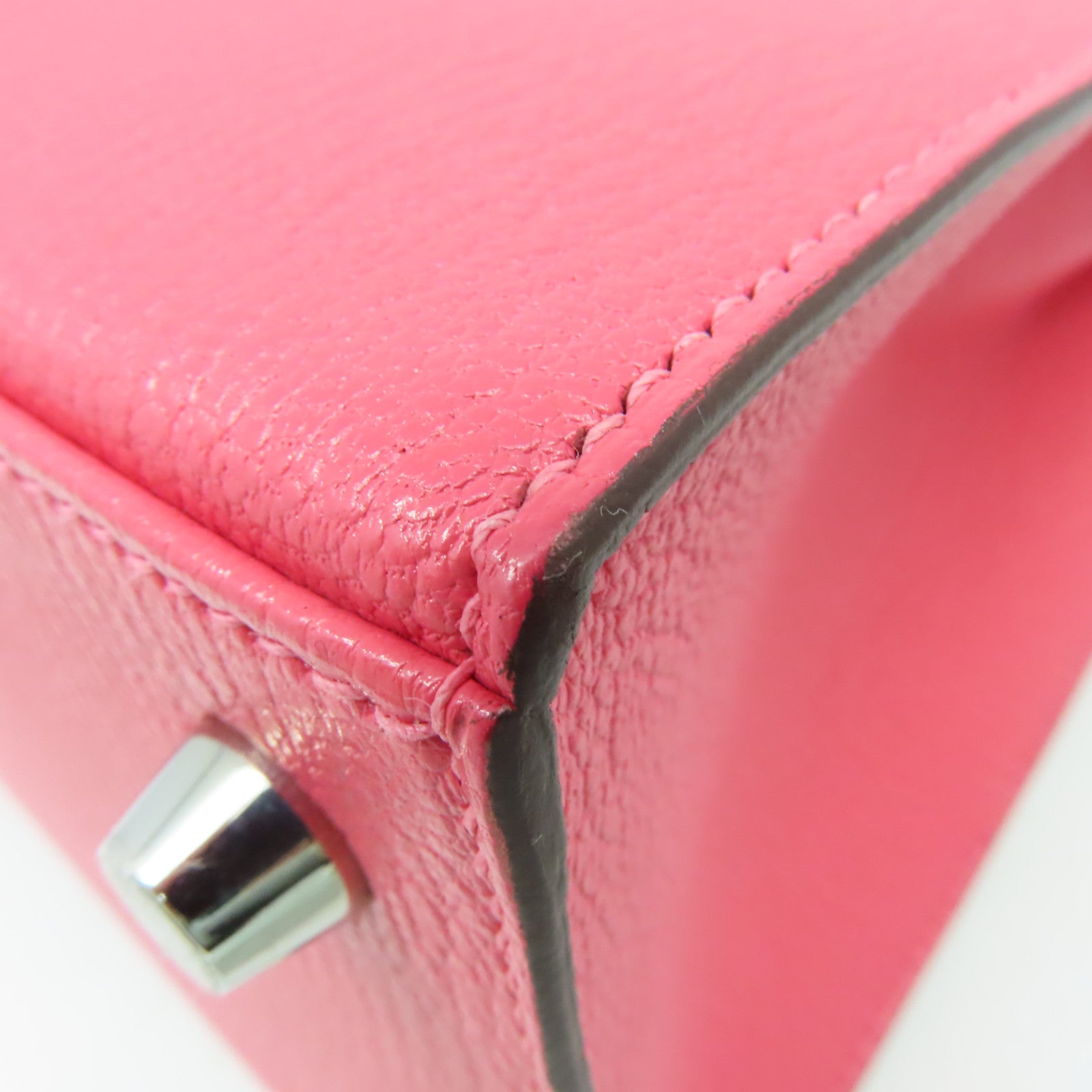 HERMES **【激減優惠】Chevre皮革Kelly 25 2Way Handbag銀扣手挽肩背兩用袋 Rose Lipstick/玫瑰潤唇膏色