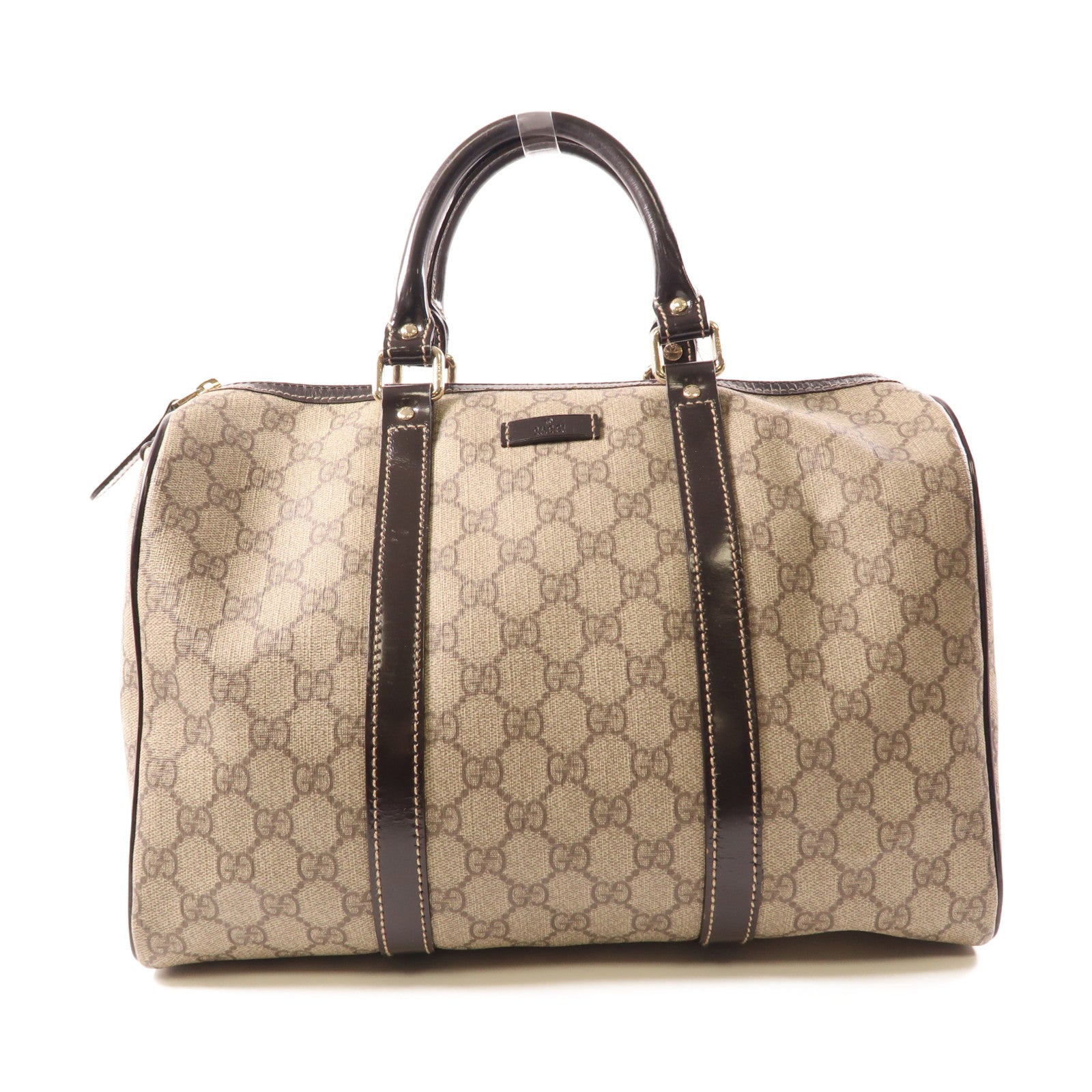 GUCCI 塗層帆布Boston Bag金扣手挽袋啡色