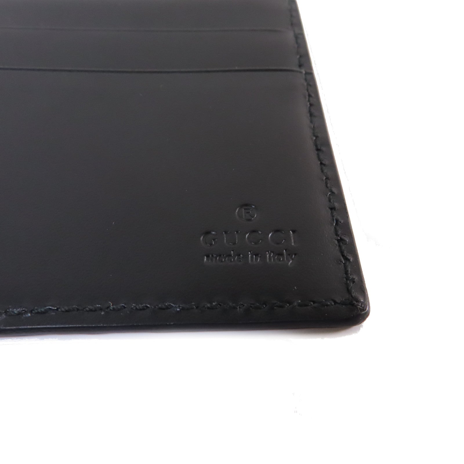 GUCCI 牛皮皮革Money Clip銀扣鈔票夾黑色