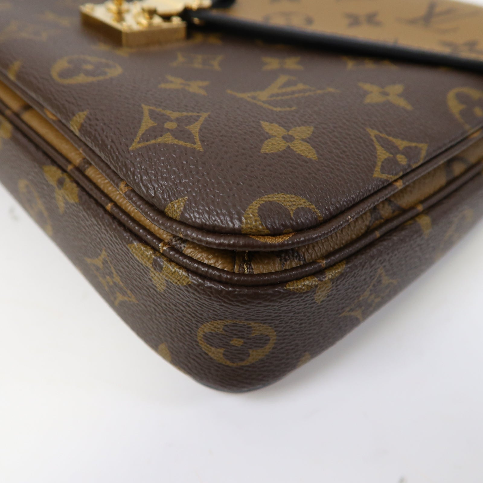LOUIS VUITTON Monogram Reverse Pochette Métis金扣手挽肩背兩用袋啡色