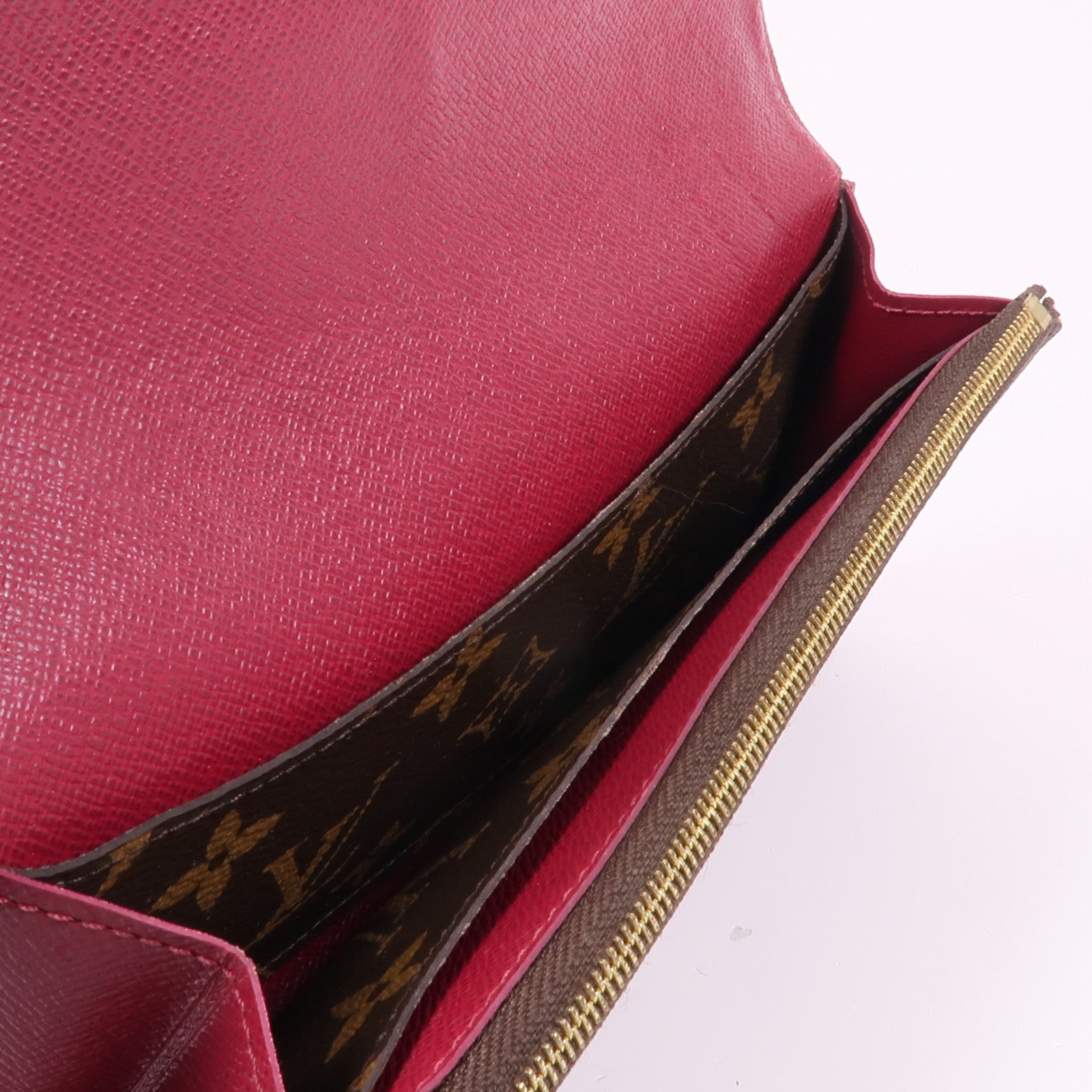 LOUIS VUITTON LV GHW Emilie Long Wallet M60697 Monogram Brown Red