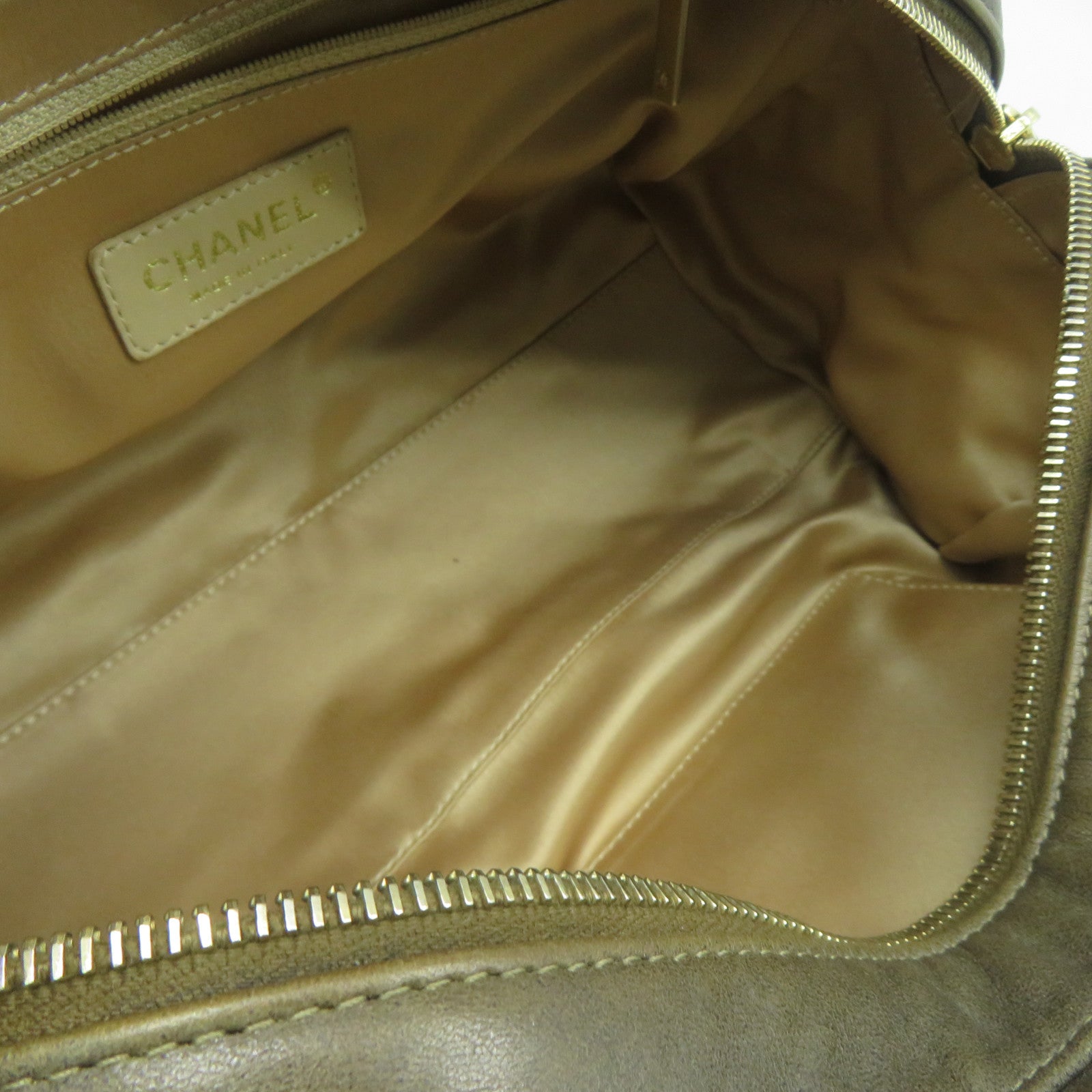 CHANEL 【清倉大減價】菱格皮革Bubble Bag金扣鏈帶肩背袋卡其色