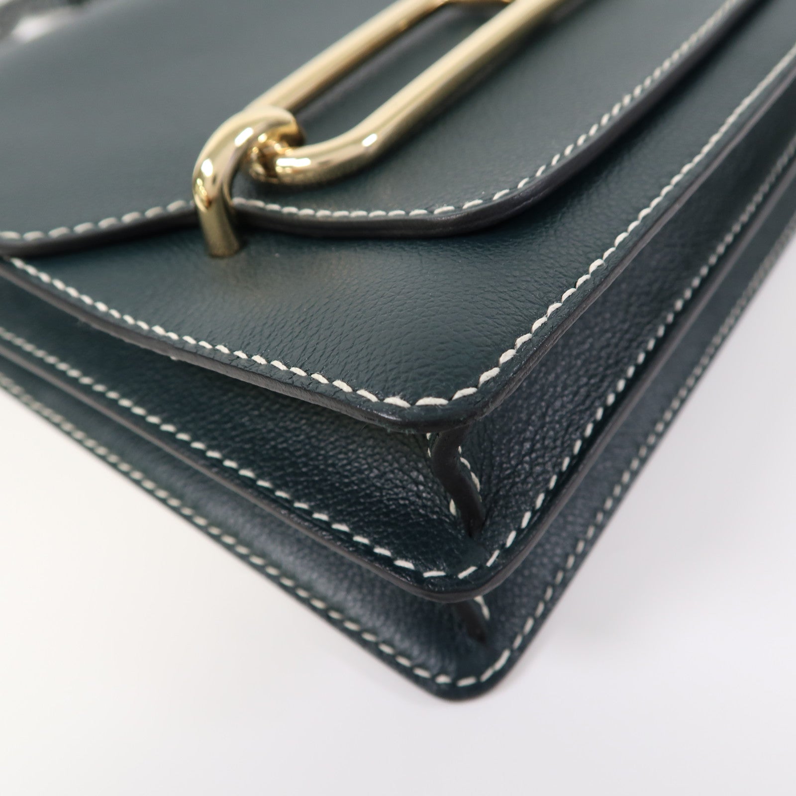 HERMES Evercolor皮革Roulis 23金扣肩背袋松柏綠色