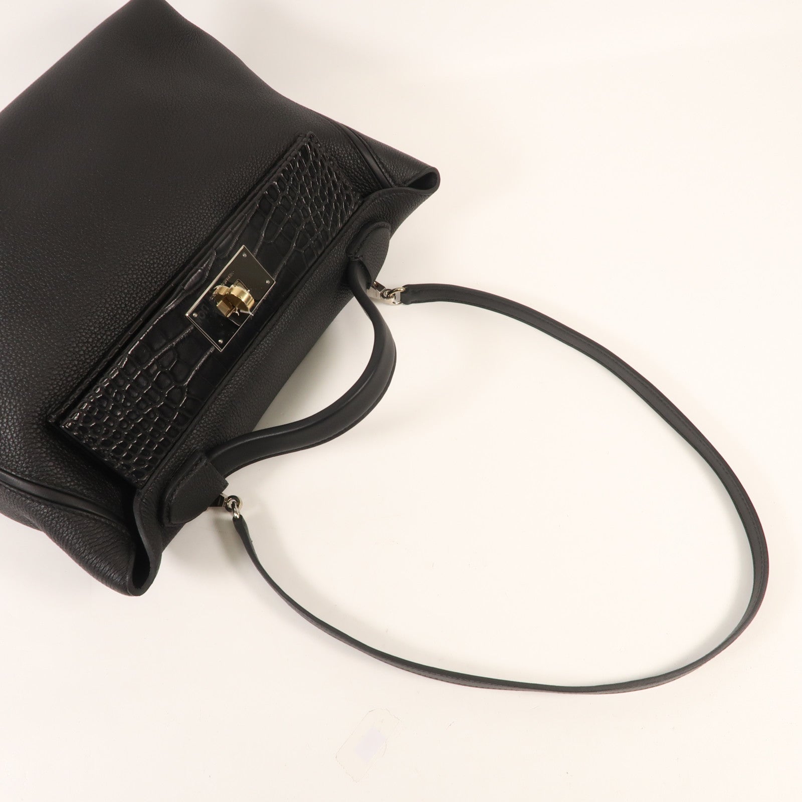 HERMES Togo/Alligator皮革24/24 Touch銀扣手挽肩背兩用袋