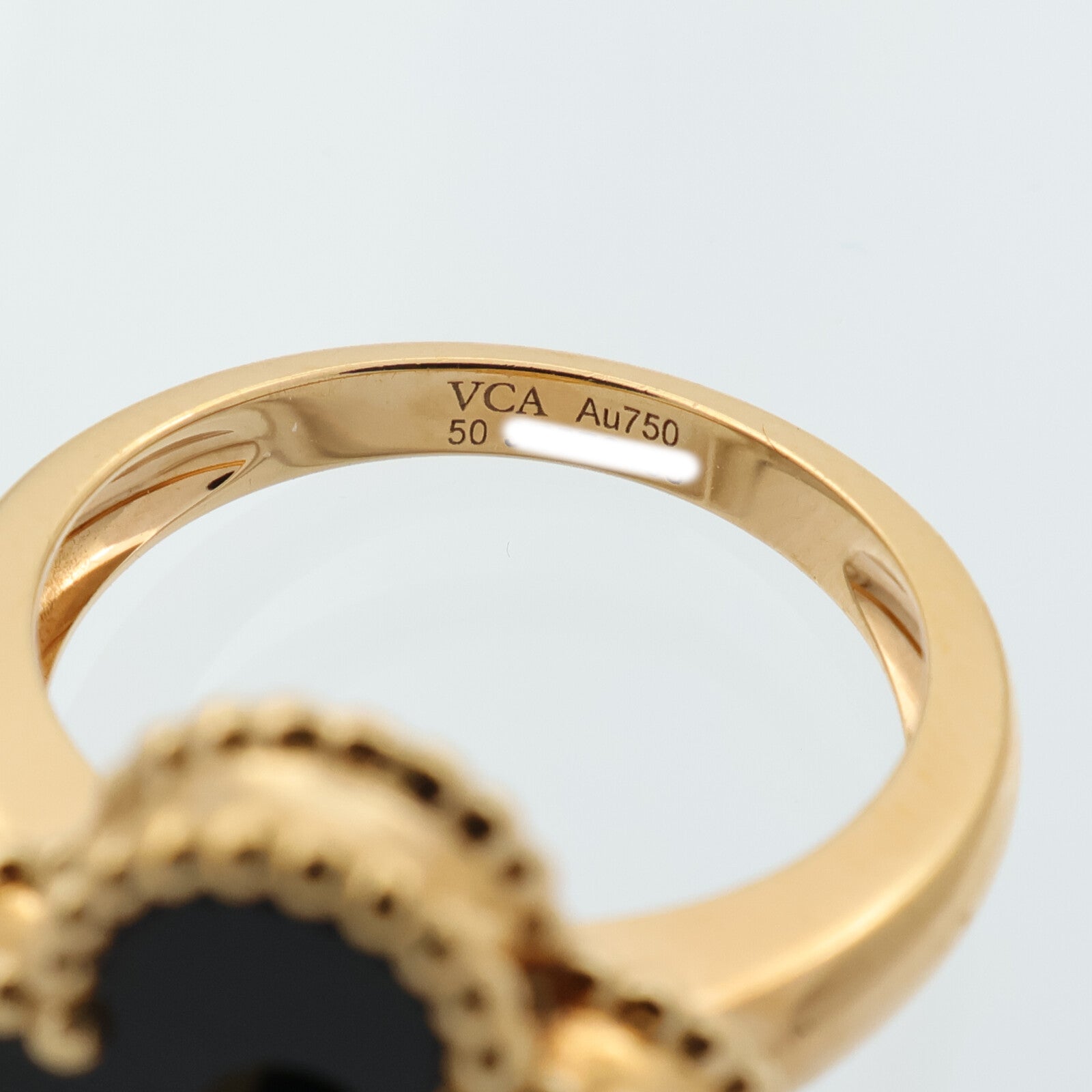 Van Cleef & Arpels 18K黃金/縞瑪瑙Vintage Alhambra Ring鑽石戒指