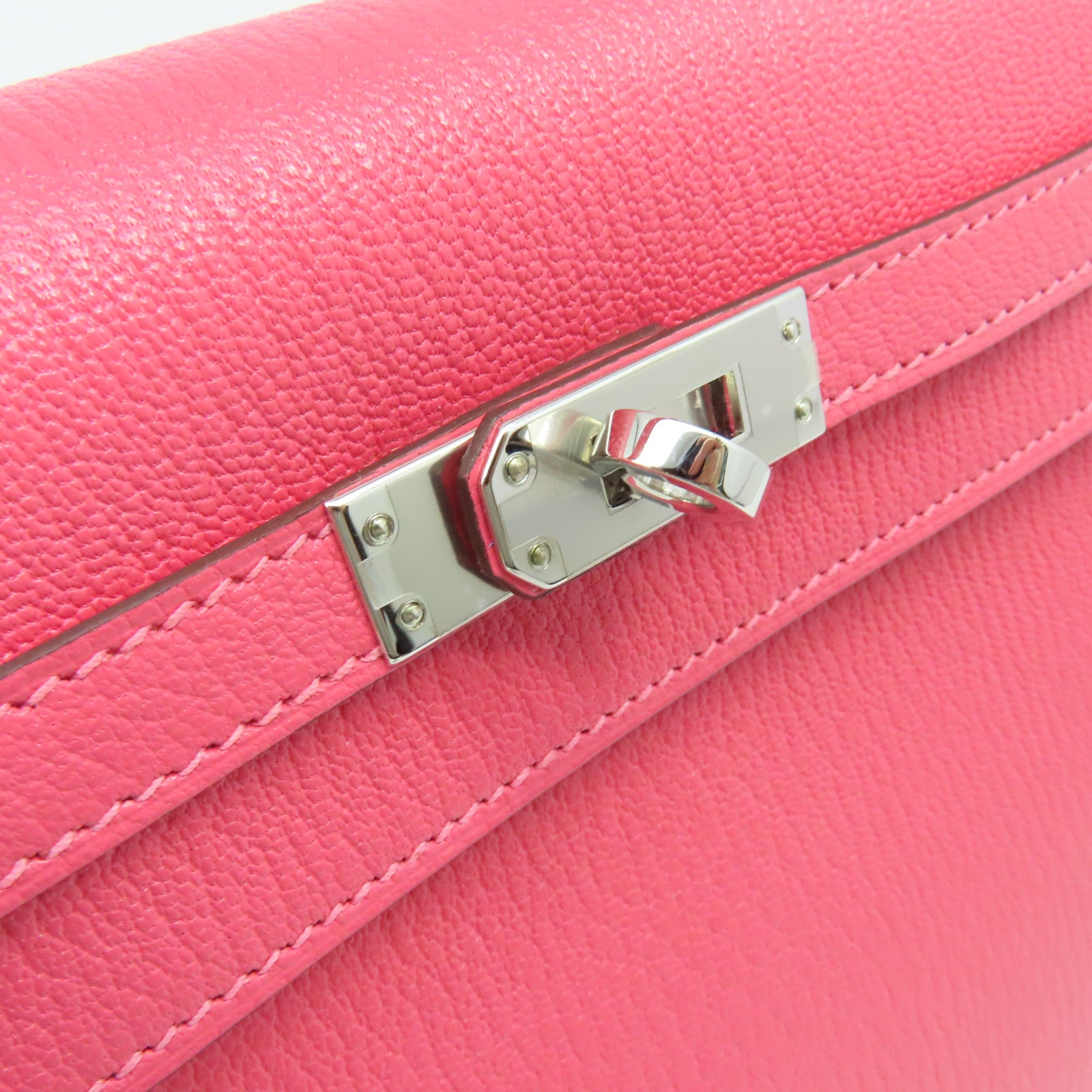 HERMES **【激減優惠】Chevre皮革Kelly 25 2Way Handbag銀扣手挽肩背兩用袋 Rose Lipstick/玫瑰潤唇膏色