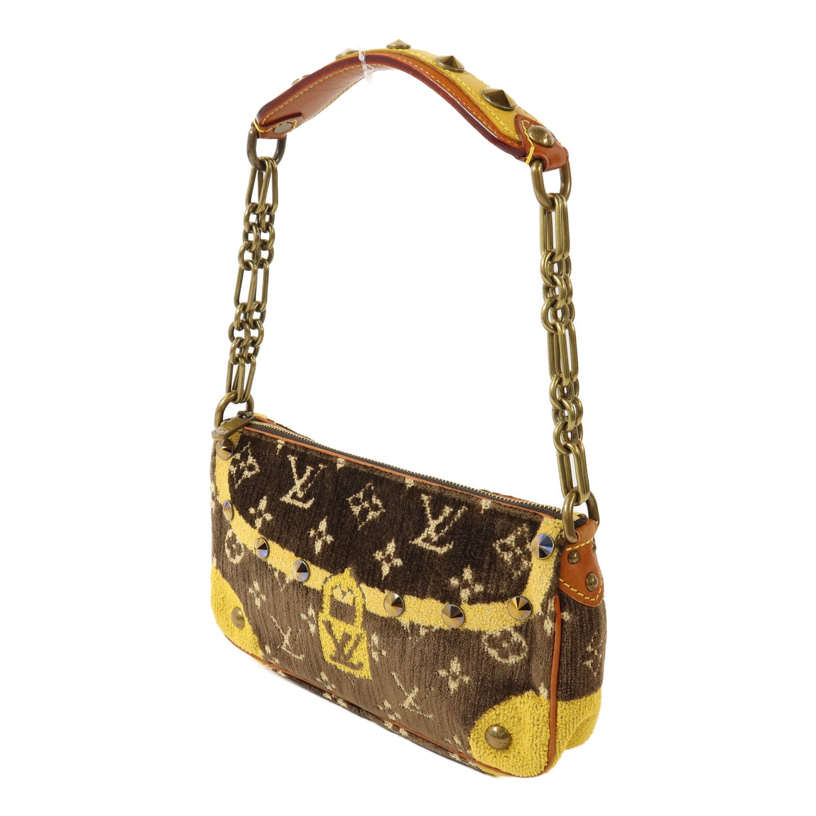 LOUIS VUITTON 牛皮皮革/絨布/鱷魚皮革L'oeil Pochette鏈帶肩背袋