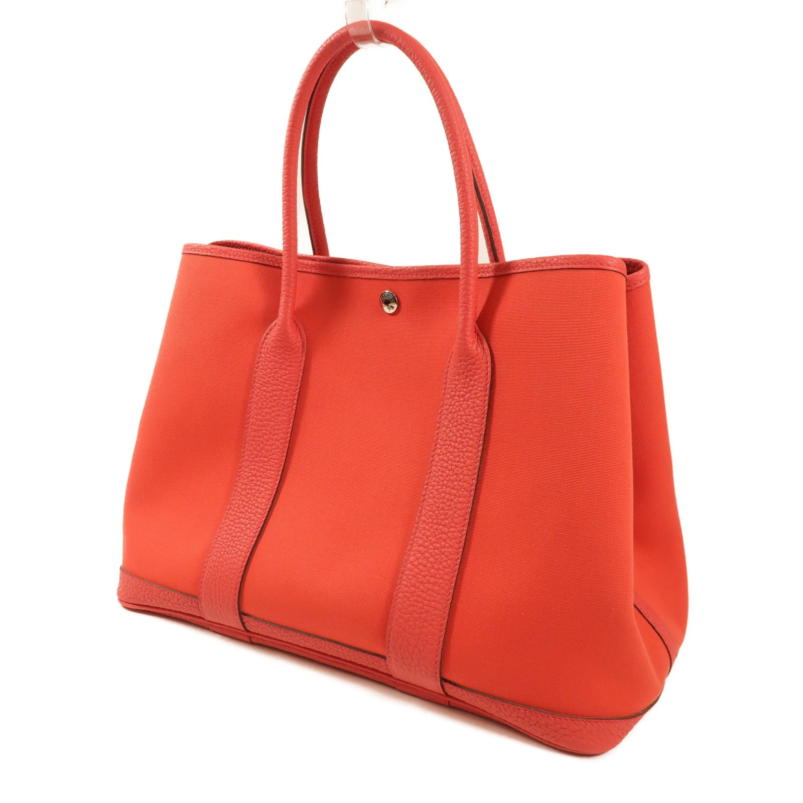 HERMES 帆布Garden Party PM手挽袋銀扣Bougainvillier