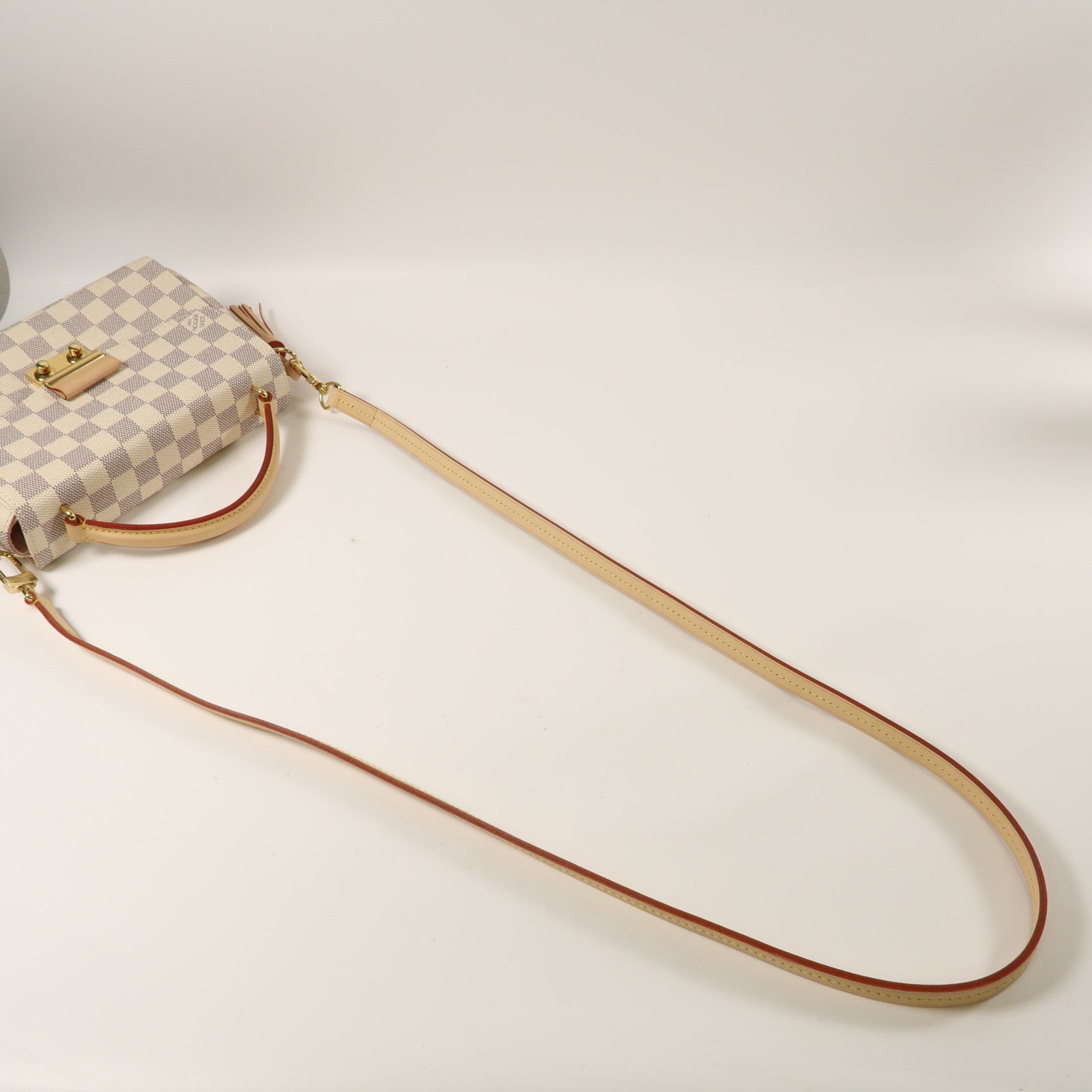 LOUIS VUITTON Damier Azur Croisette 2 Way Shoulder Bag金扣手挽肩背兩用袋白色