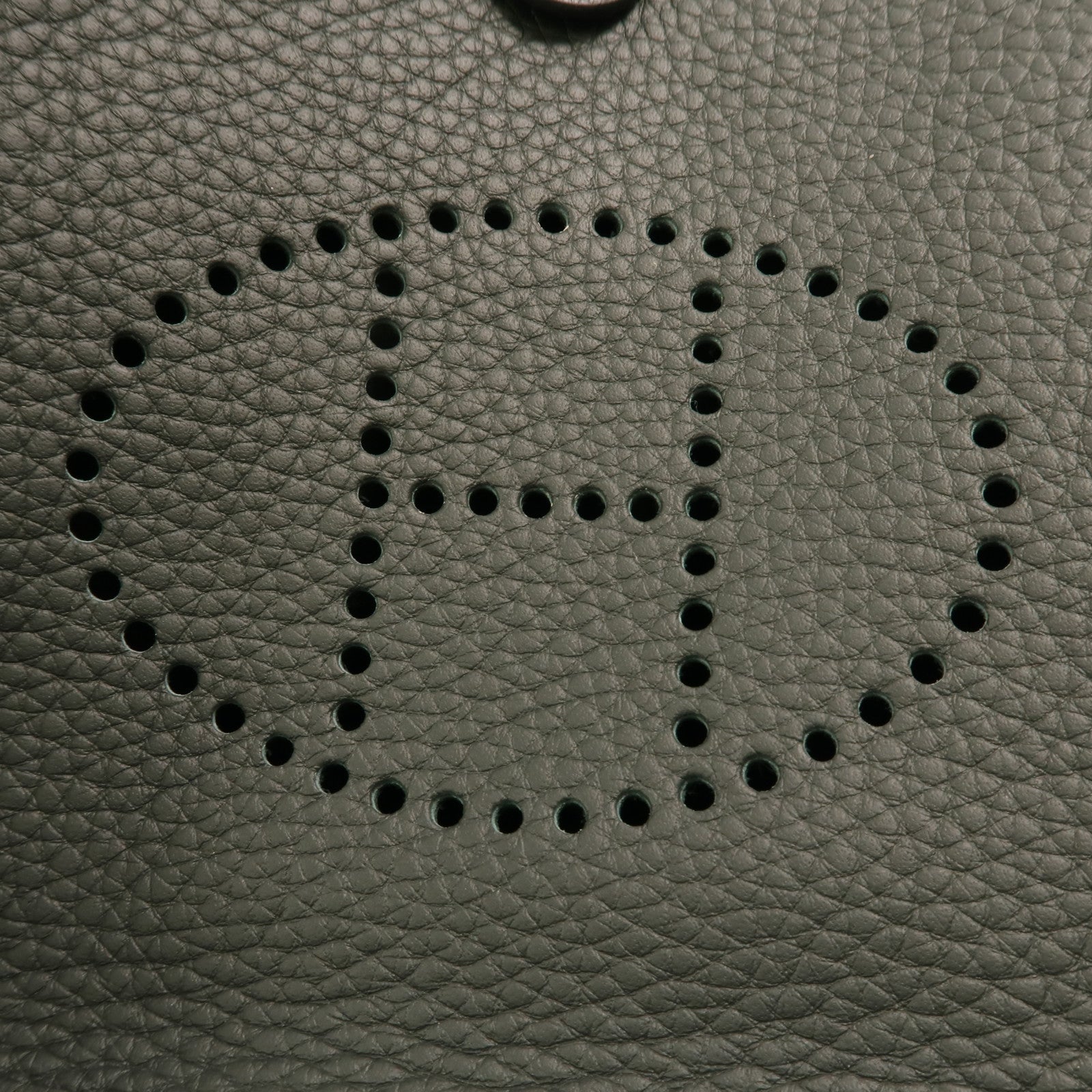 HERMES Clemence皮革Evelyne TPM銀扣肩背袋Vert Fonce