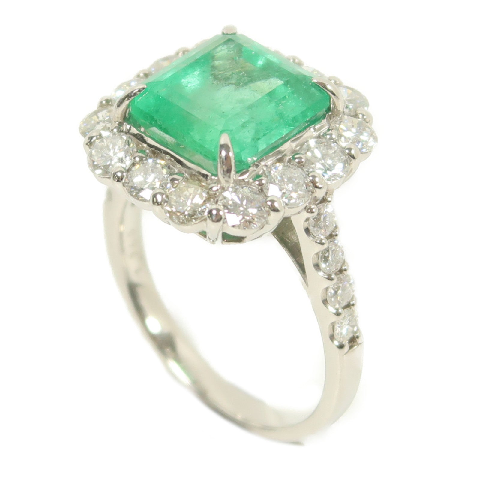 JEWELRY 【激減優惠】PT900鉑金 Ring 4.7ct綠寶石/1.78ct鑽石戒指銀色US#6.5