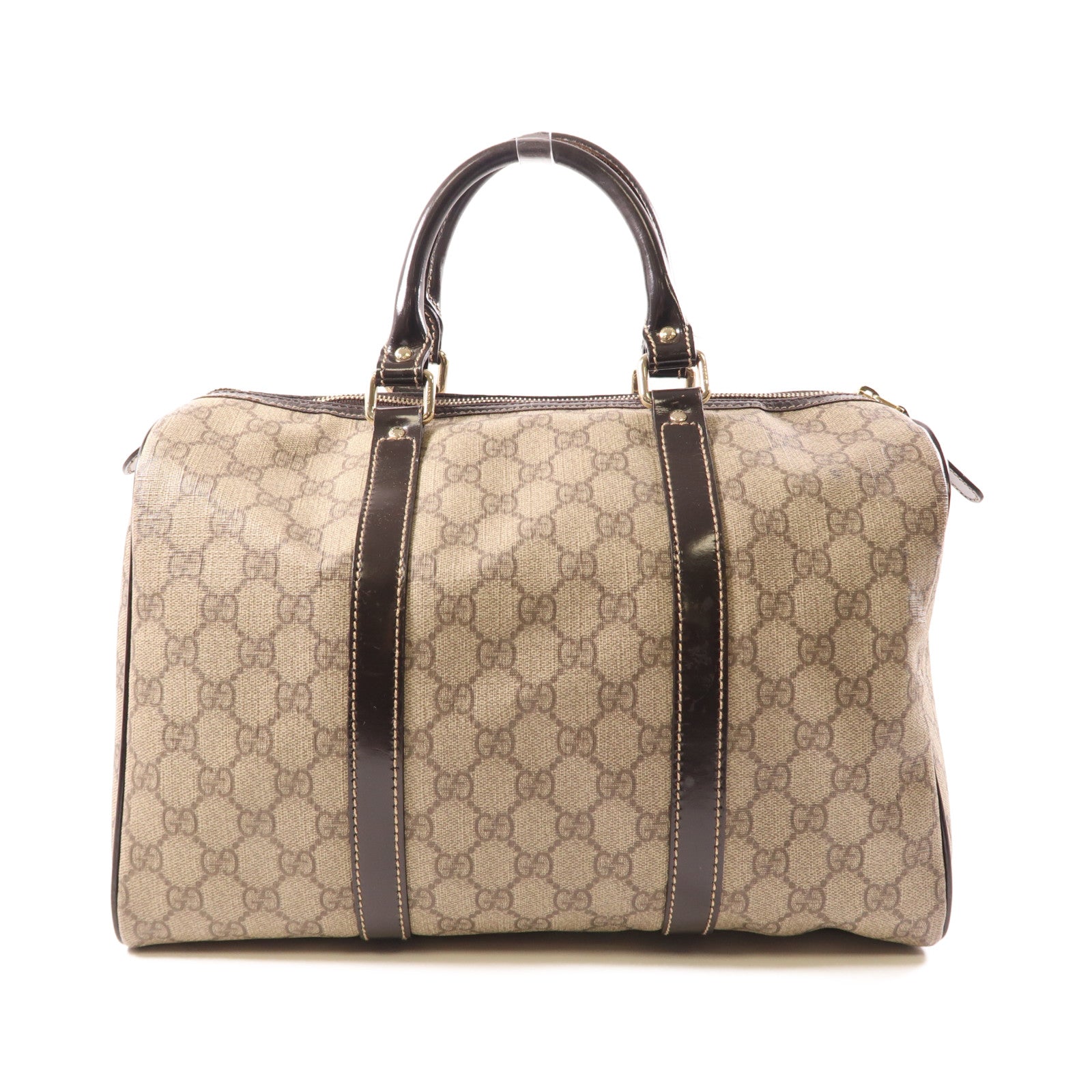 GUCCI 塗層帆布Boston Bag金扣手挽袋啡色