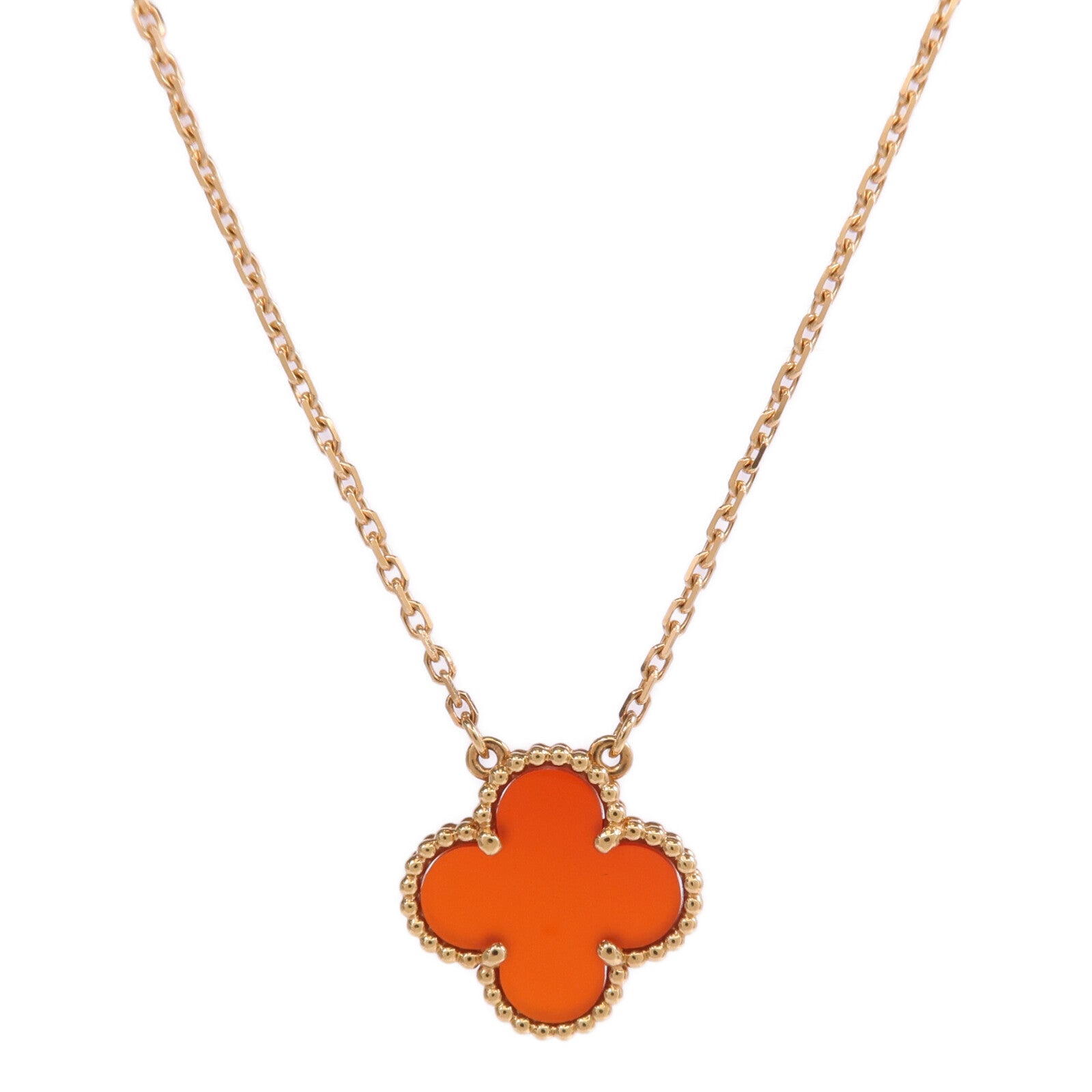 Van Cleef & Arpels 18K黃金/紅玉髓Vintage Alhambra Pendant項鍊