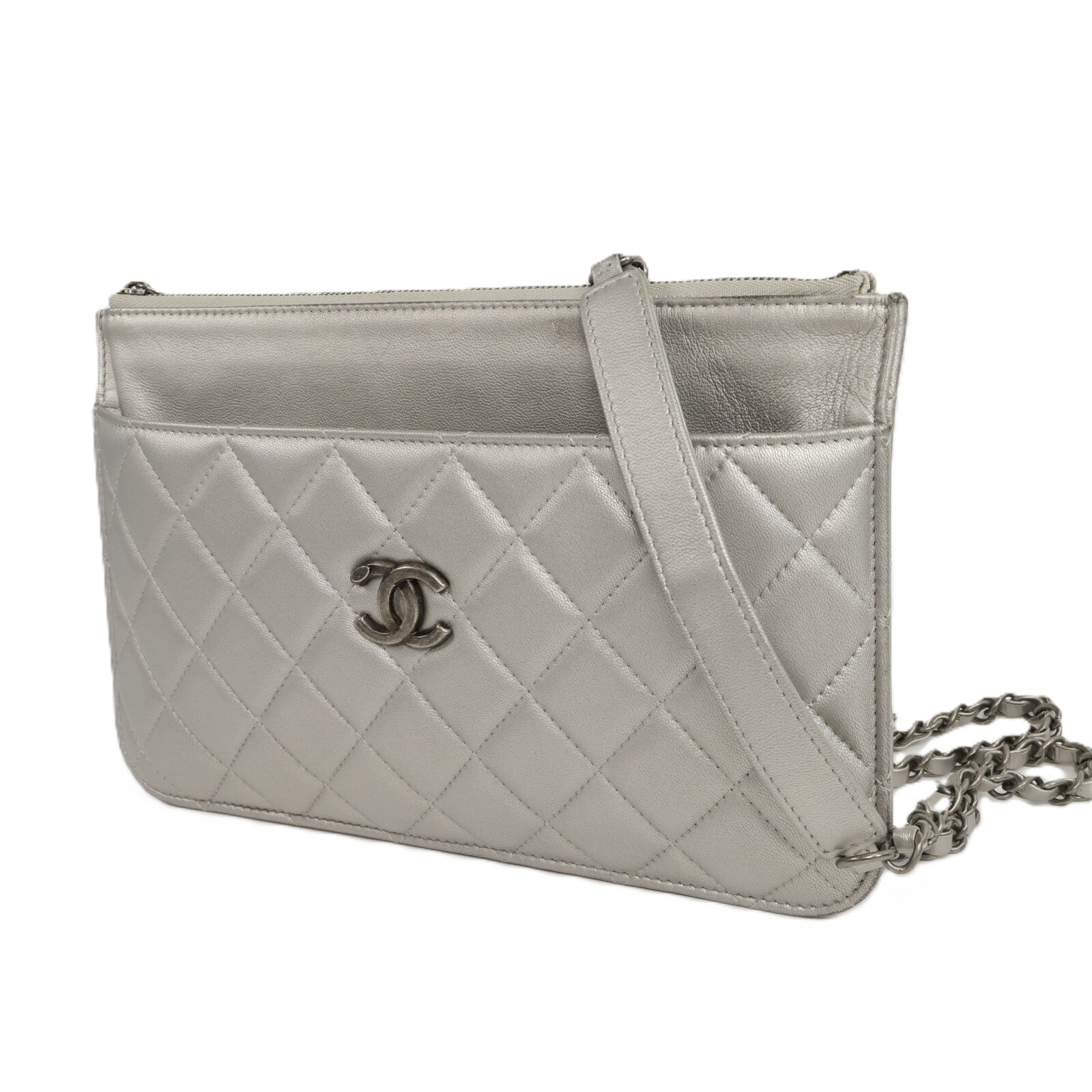 CHANEL 牛皮皮革Multi Pouch Clutch With Chain鏈帶肩背袋