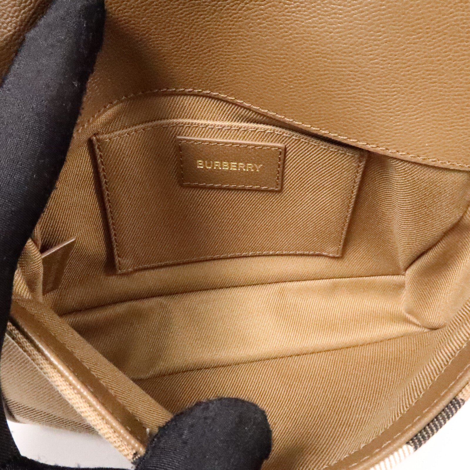 BURBERRY 帆布/牛皮皮革Hampshire肩背袋