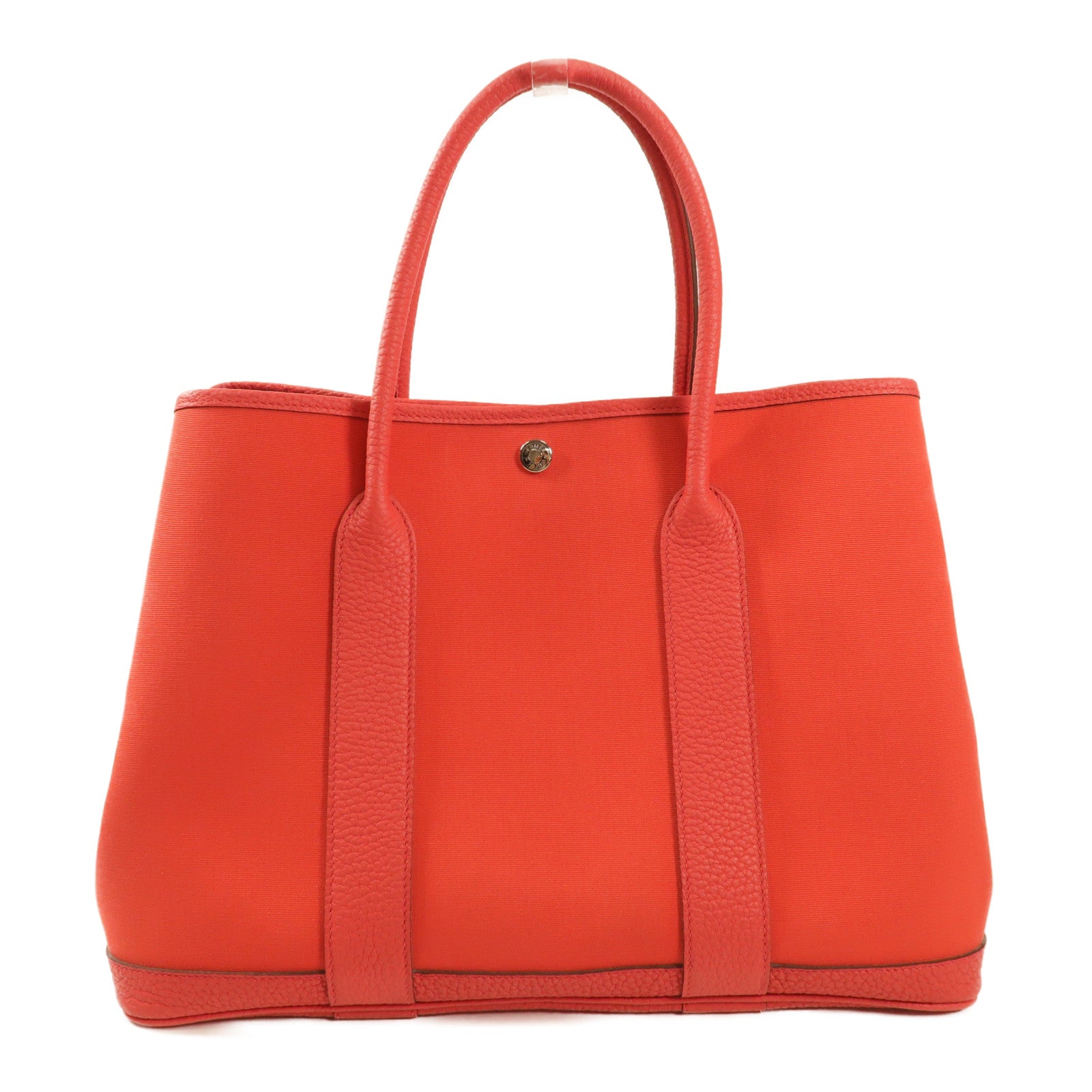 HERMES 帆布Garden Party PM手挽袋銀扣Bougainvillier