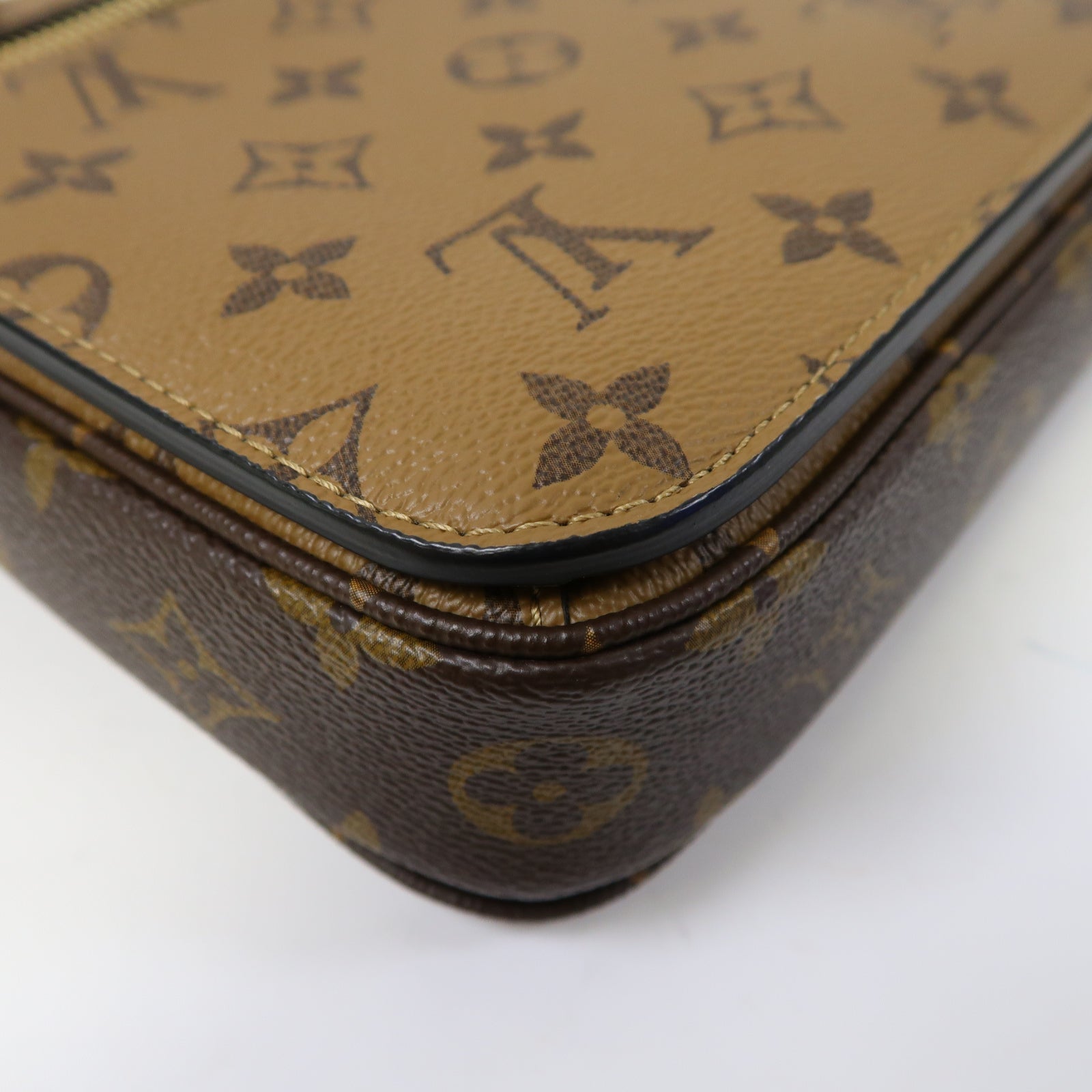 LOUIS VUITTON Monogram Reverse Pochette Métis金扣手挽肩背兩用袋啡色