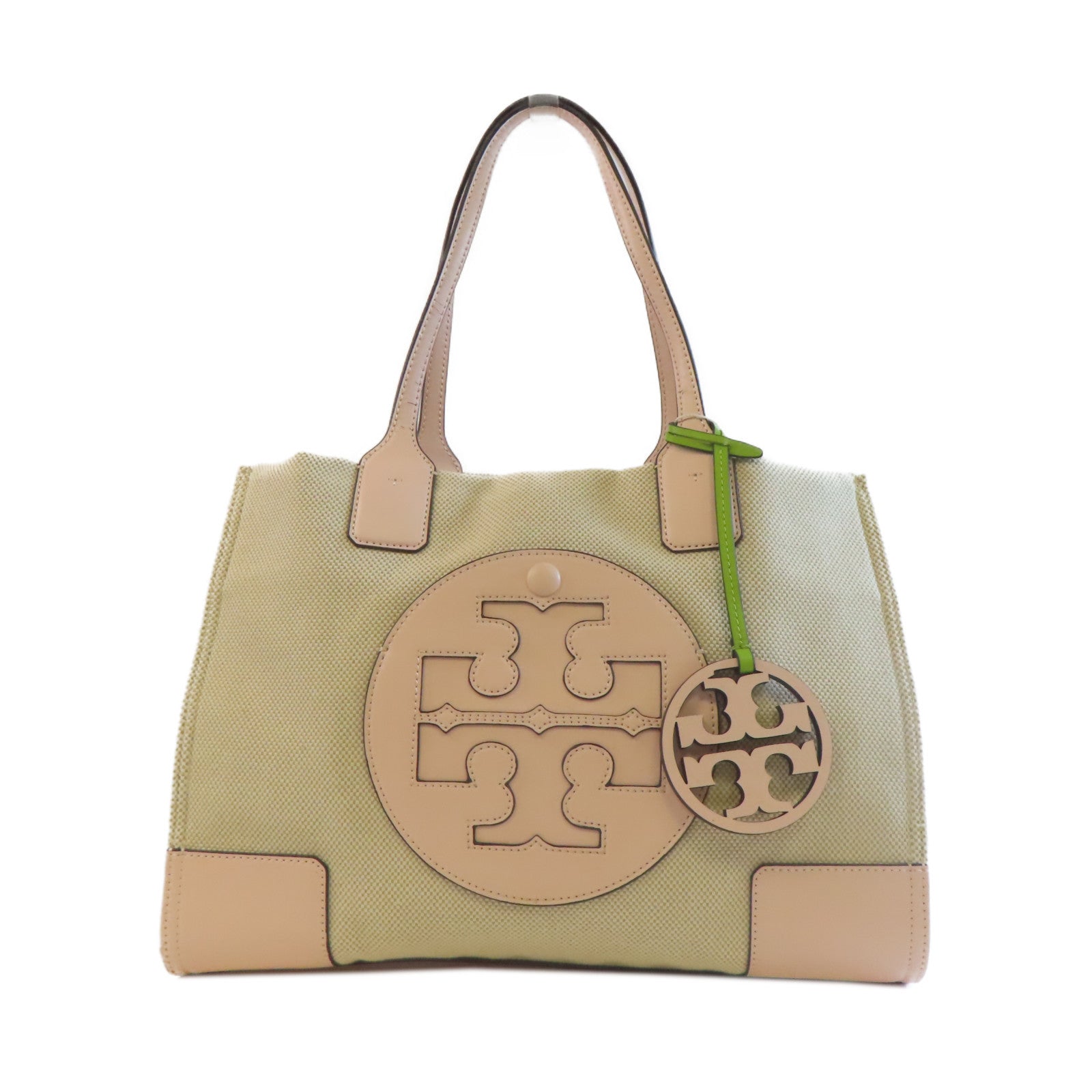 Tory Burch 【激減優惠】帆布Ella Tote Bag金扣手挽袋米色/粉紅色