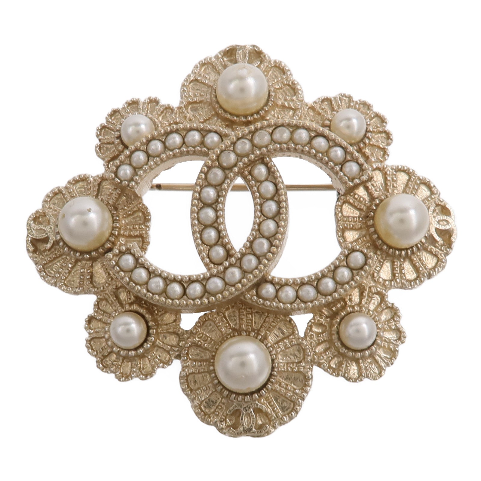 CHANEL 金屬Floral CC Brooch胸針