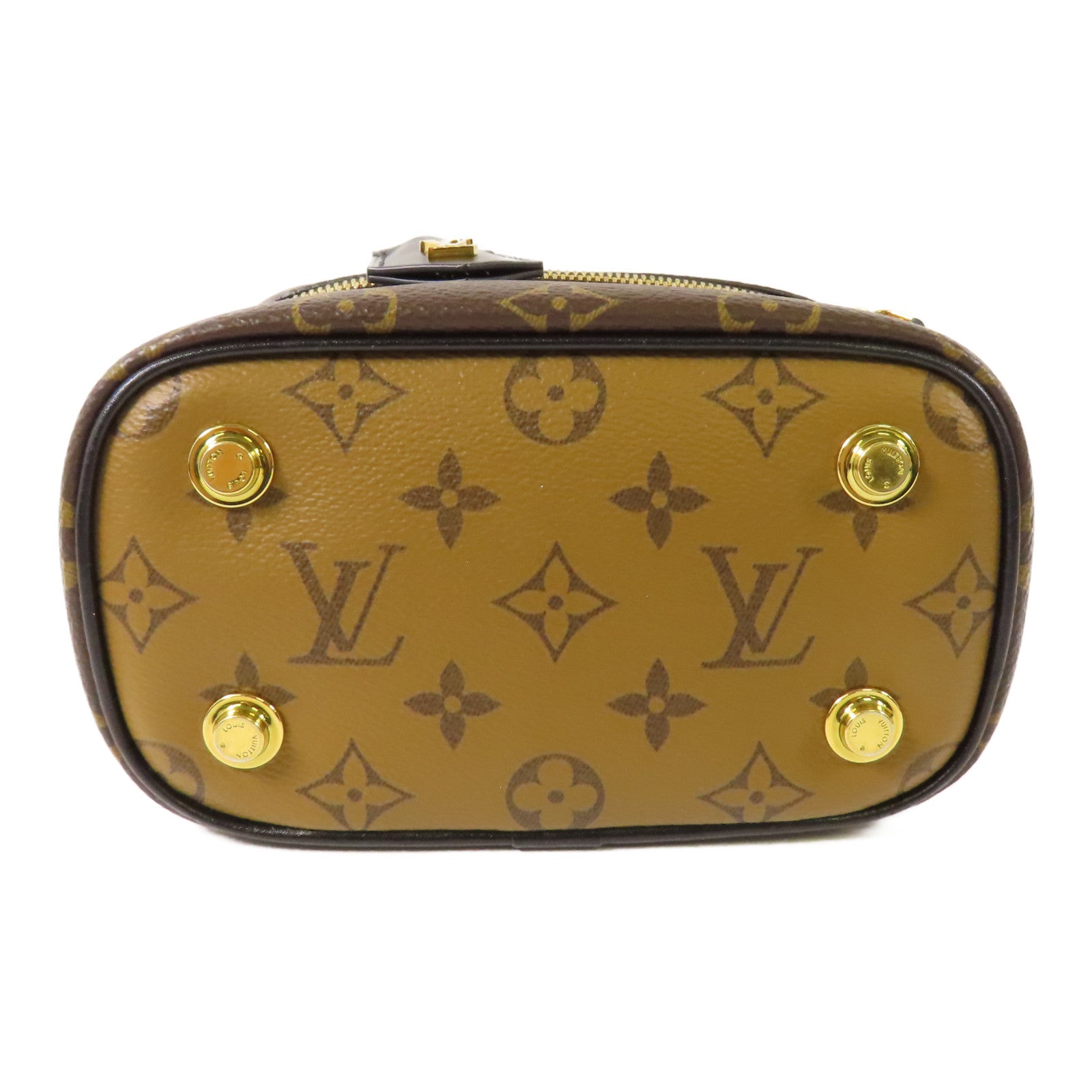 LOUIS VUITTON Monogram Reverse Vanity PM金扣手挽肩背兩用袋棕色