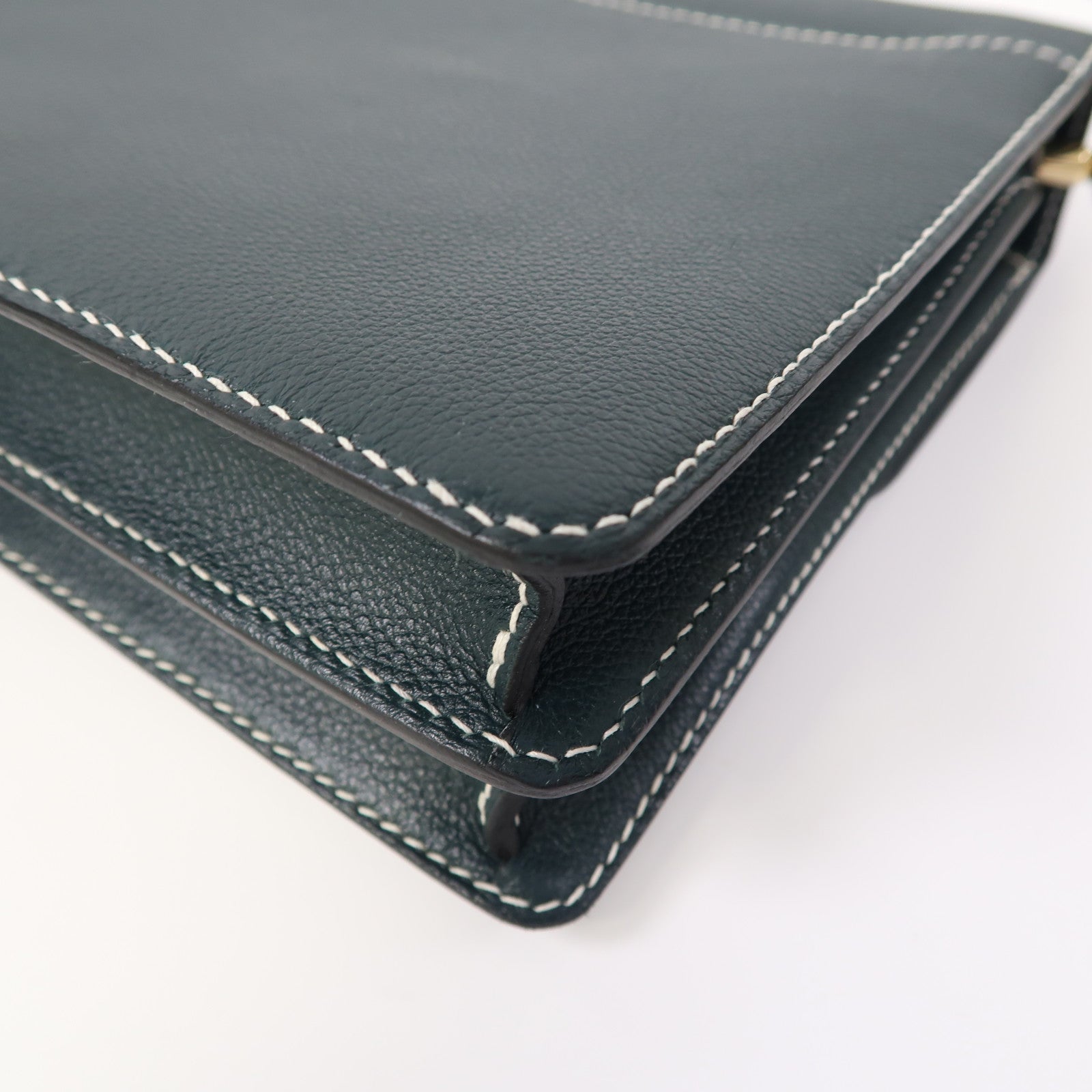 HERMES Evercolor皮革Roulis 23金扣肩背袋松柏綠色