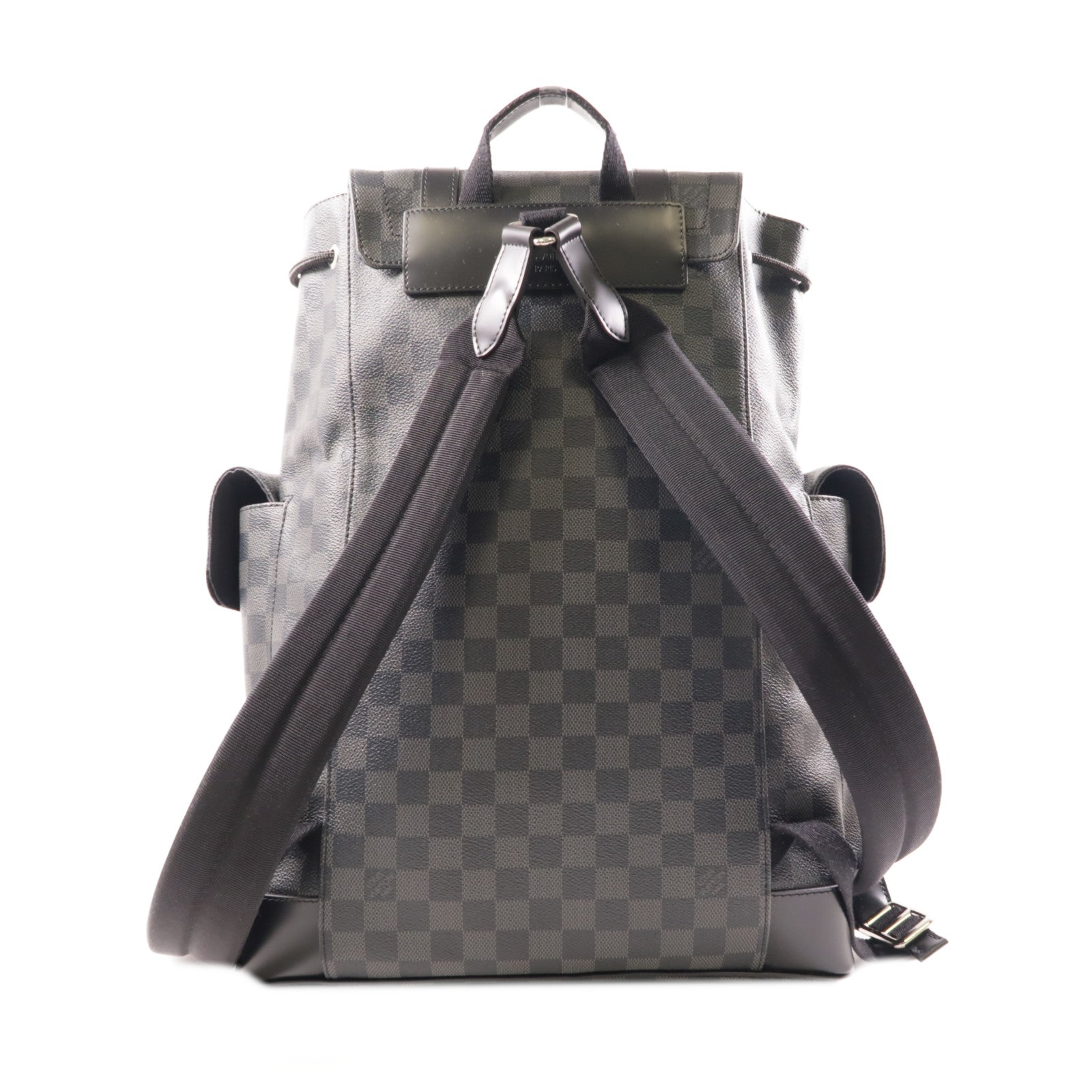 LOUIS VUITTON Damier Graphite Christopher MM銀扣背包黑色
