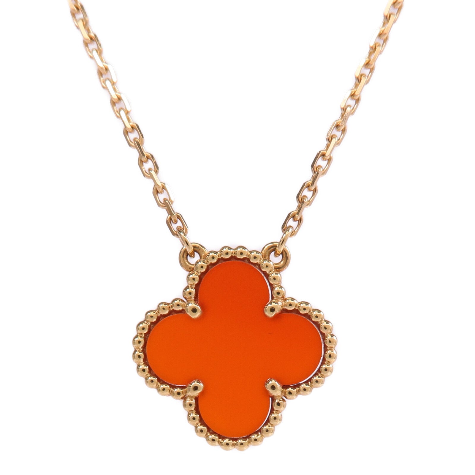 Van Cleef & Arpels 18K黃金/紅玉髓Vintage Alhambra Pendant項鍊