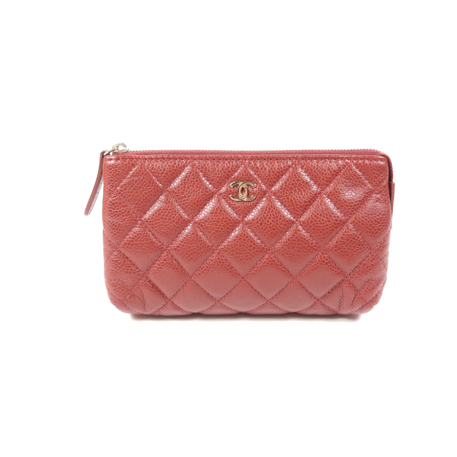 CHANEL 牛皮皮革Pouch銀扣手拿包