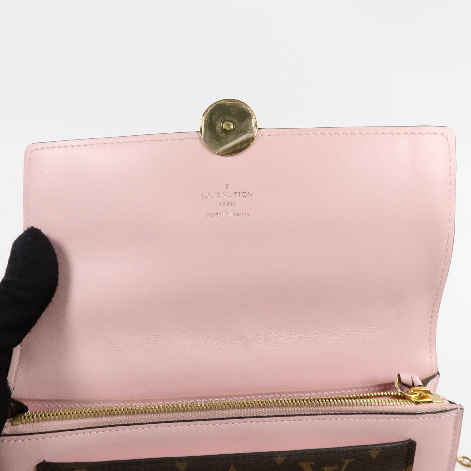 LOUIS VUITTON Monogram Flore Chain Wallet鏈帶肩背袋