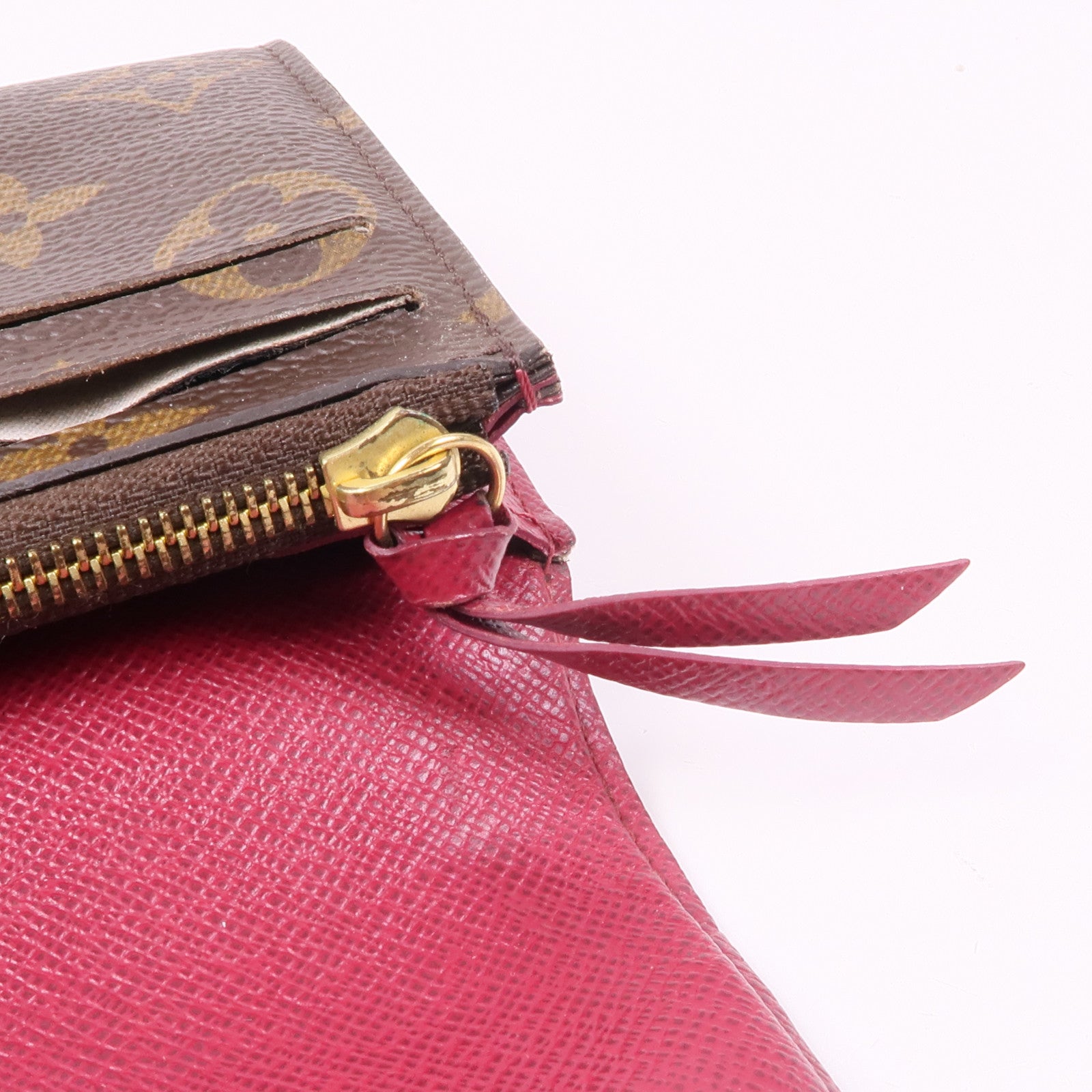 LOUIS VUITTON LV GHW Emilie Long Wallet M60697 Monogram Brown Red