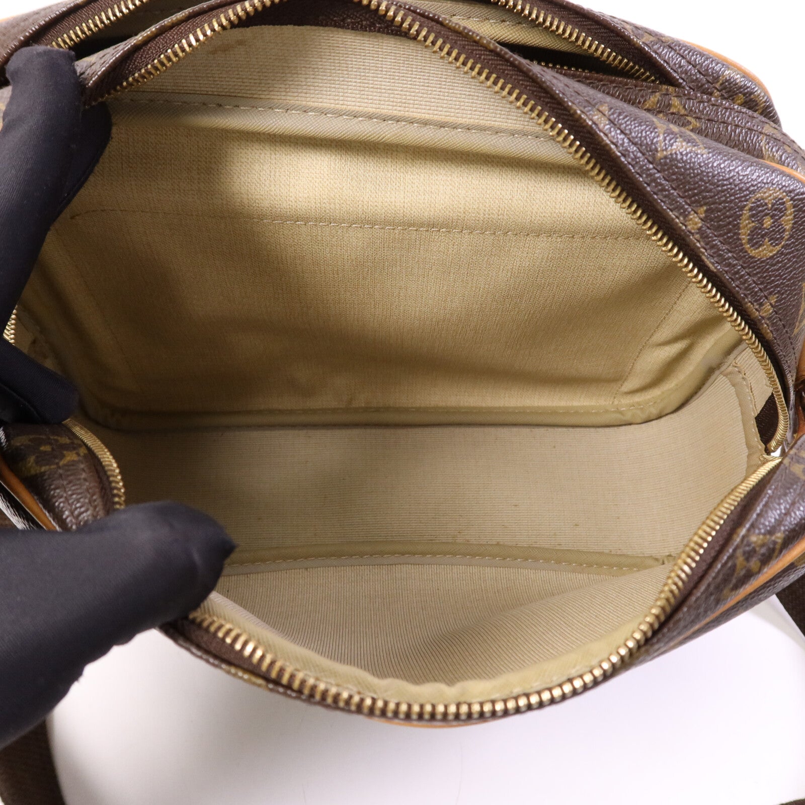 LOUIS VUITTON Monogram Reporter PM金扣肩背袋棕色