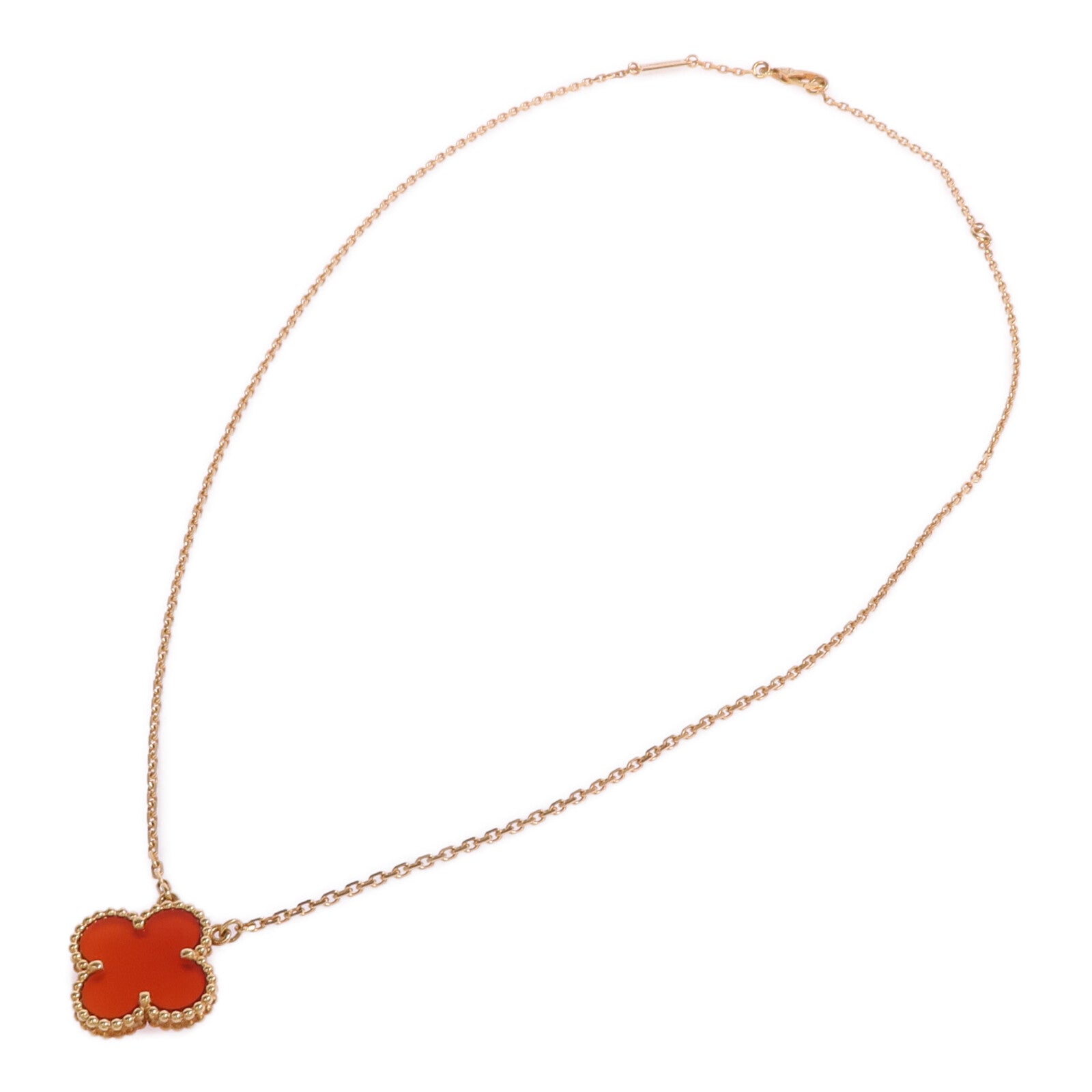 Van Cleef & Arpels 18K黃金/紅玉髓Vintage Alhambra Pendant項鍊