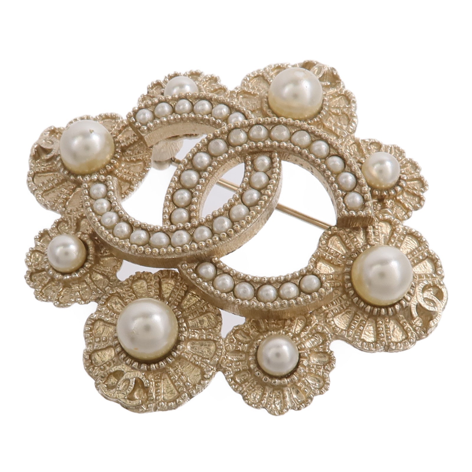 CHANEL 金屬Floral CC Brooch胸針
