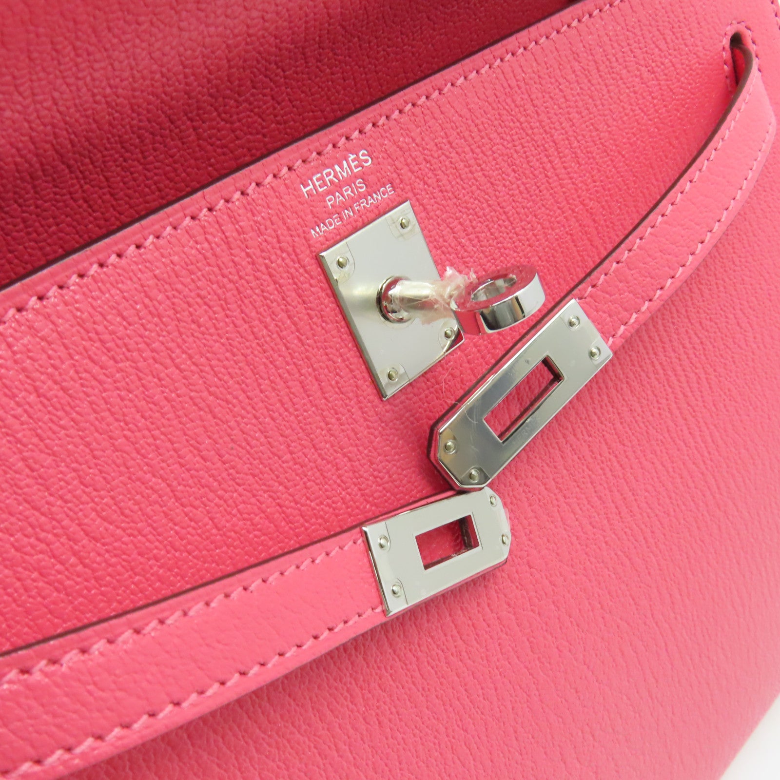 HERMES **【激減優惠】Chevre皮革Kelly 25 2Way Handbag銀扣手挽肩背兩用袋 Rose Lipstick/玫瑰潤唇膏色