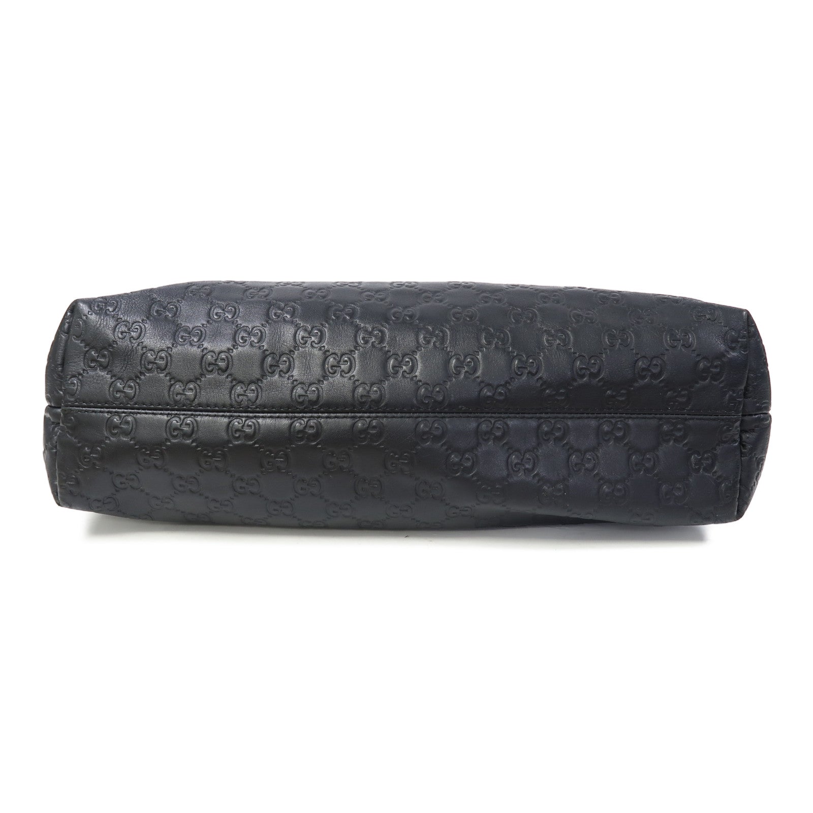 GUCCI 牛皮皮革Tote Bag銀扣肩背袋黑色