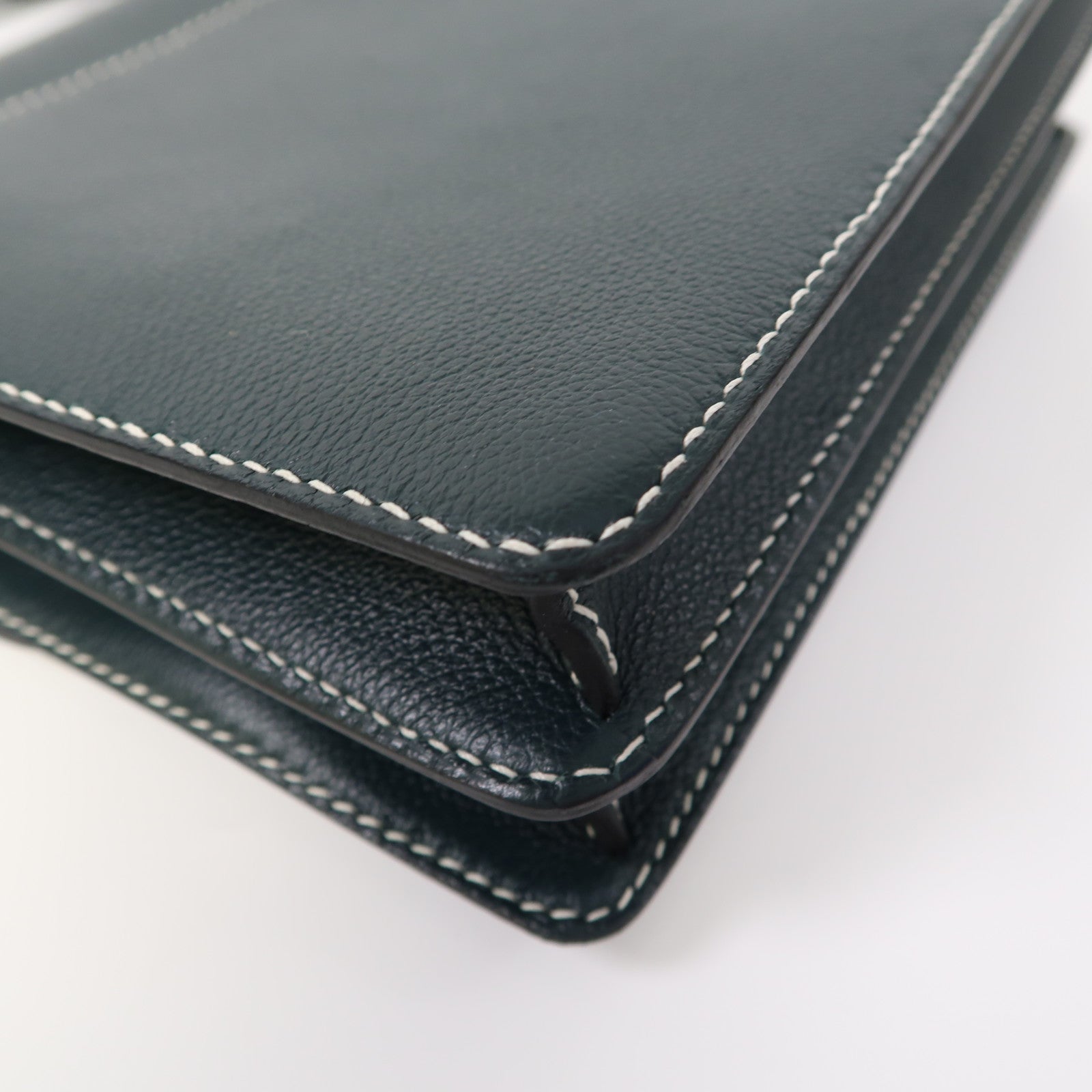 HERMES Evercolor皮革Roulis 23金扣肩背袋松柏綠色