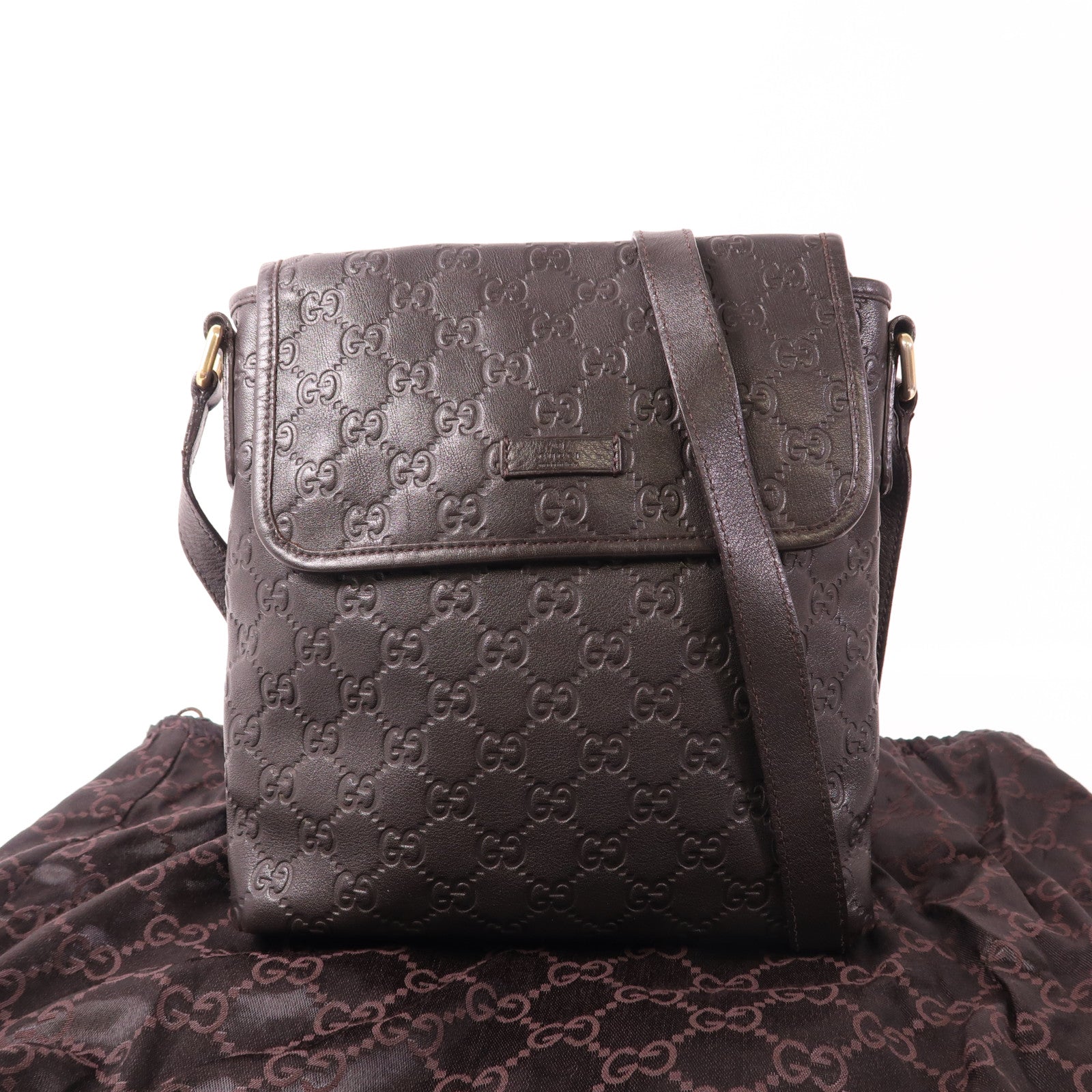 GUCCI GG GHW Crossbody Bag Shoulder Bag 223666 Calfskin Leather Brown