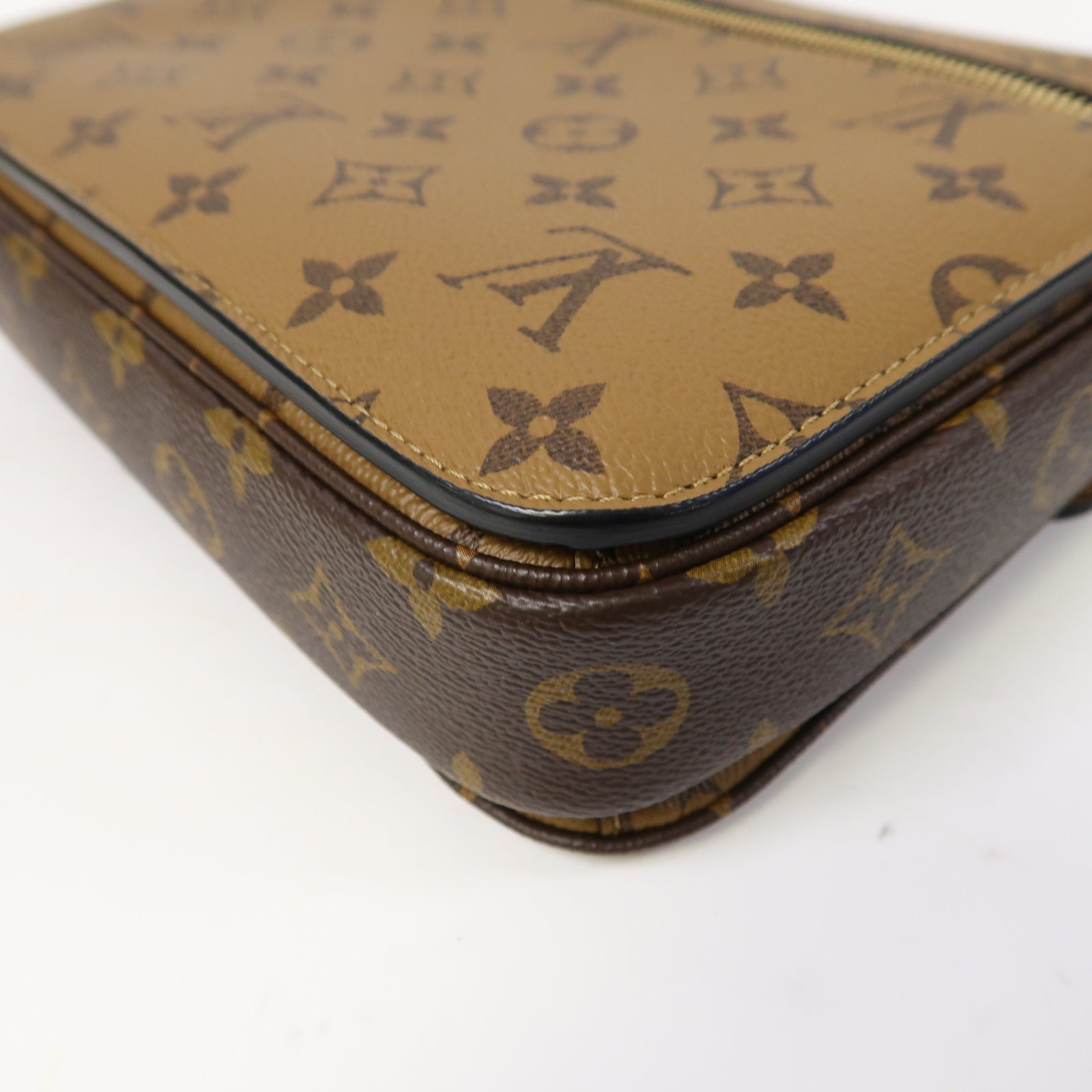 LOUIS VUITTON Monogram Reverse Pochette Métis金扣手挽肩背兩用袋啡色