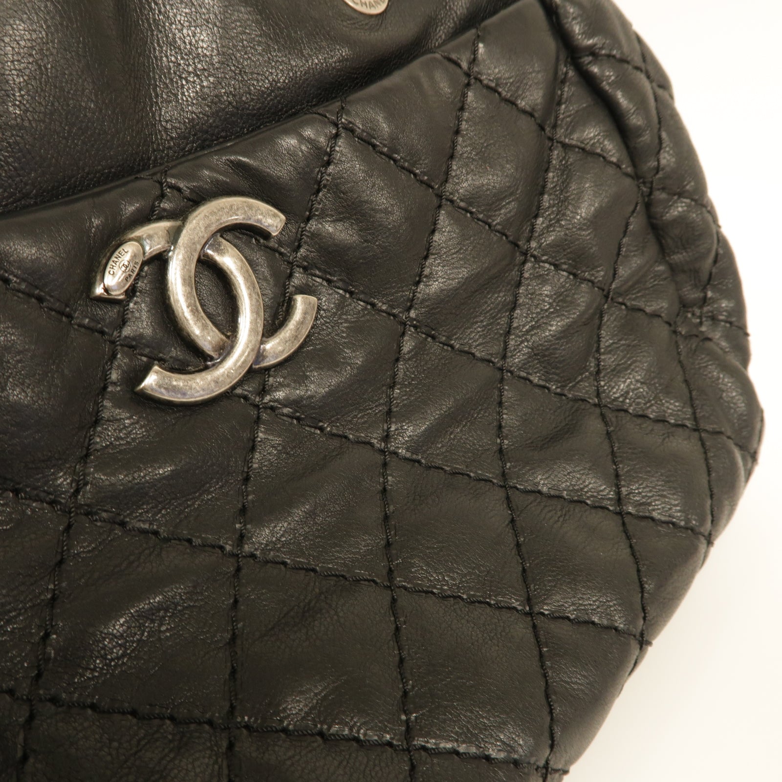 CHANEL 【激減優惠】菱格牛皮皮革Chain Shoulder Bag銀扣鏈帶肩背袋黒色