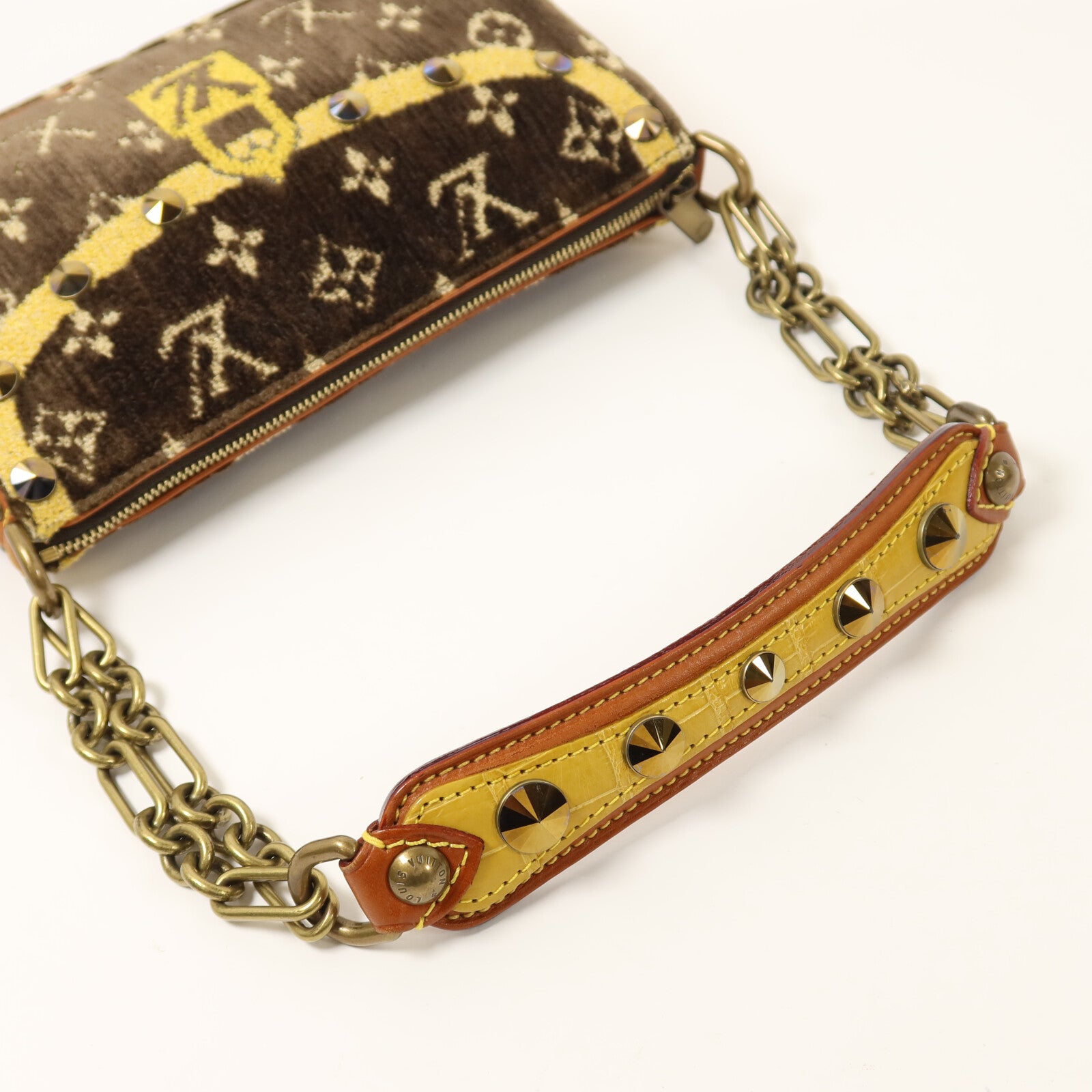 LOUIS VUITTON 牛皮皮革/絨布/鱷魚皮革L'oeil Pochette鏈帶肩背袋