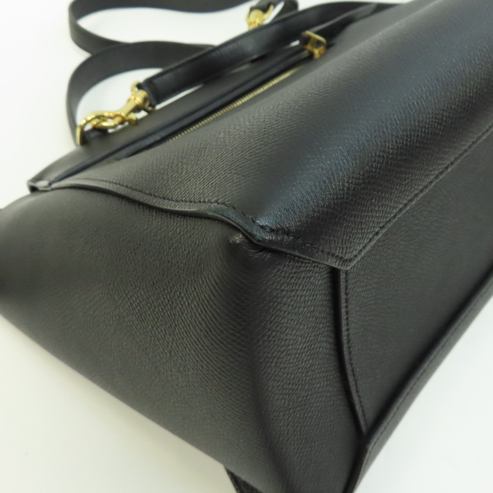 CELINE 牛皮皮革Belt Bag金扣手挽肩背兩用袋黑色