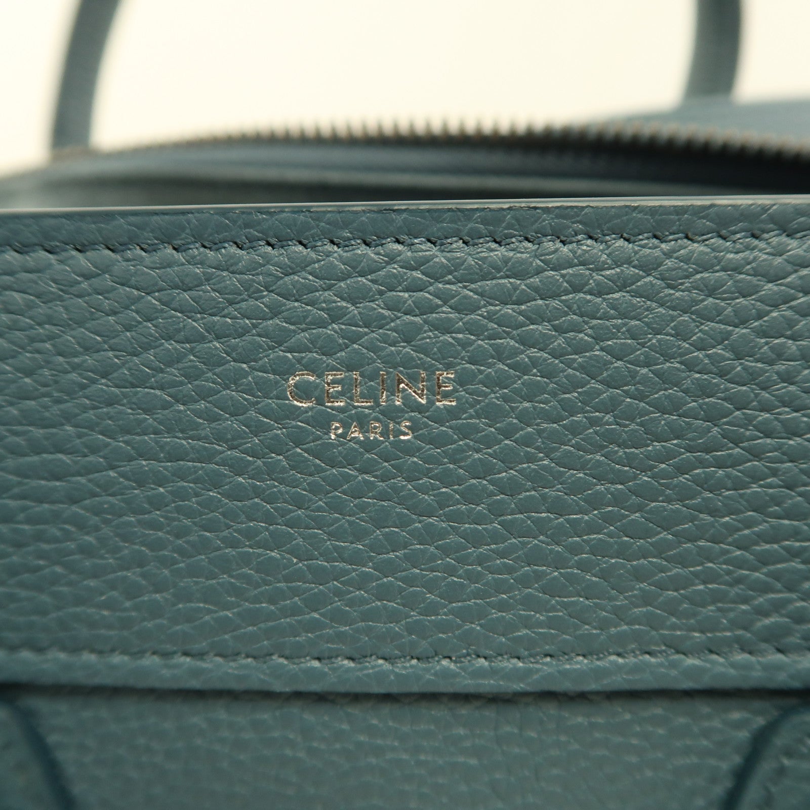 CELINE 牛皮皮革Luggage銀扣手挽袋藍色