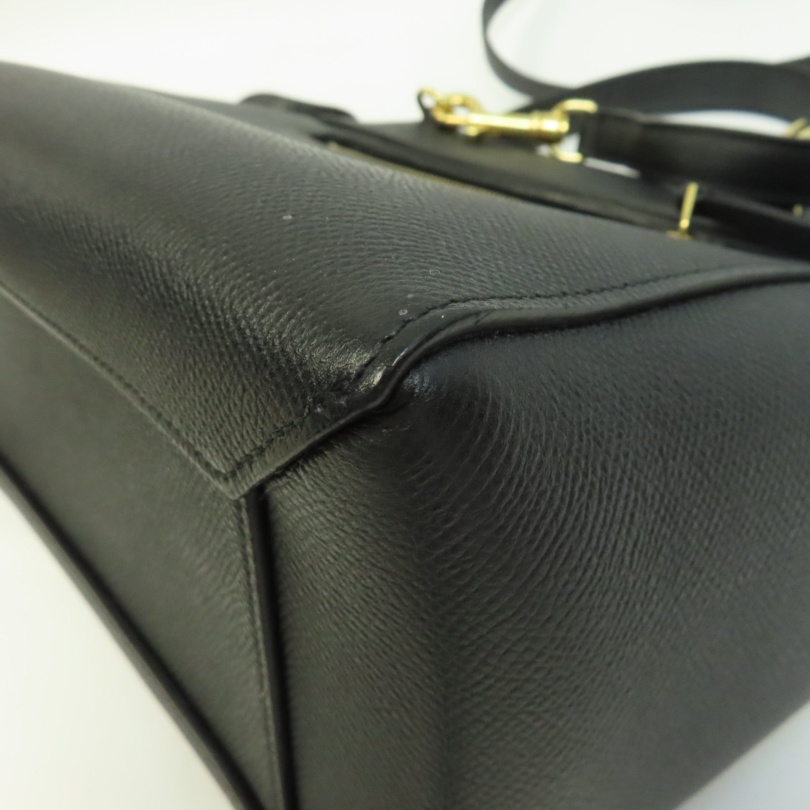CELINE 牛皮皮革Belt Bag金扣手挽肩背兩用袋黑色