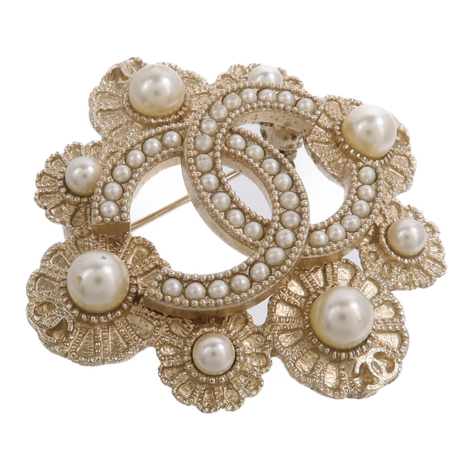 CHANEL 金屬Floral CC Brooch胸針