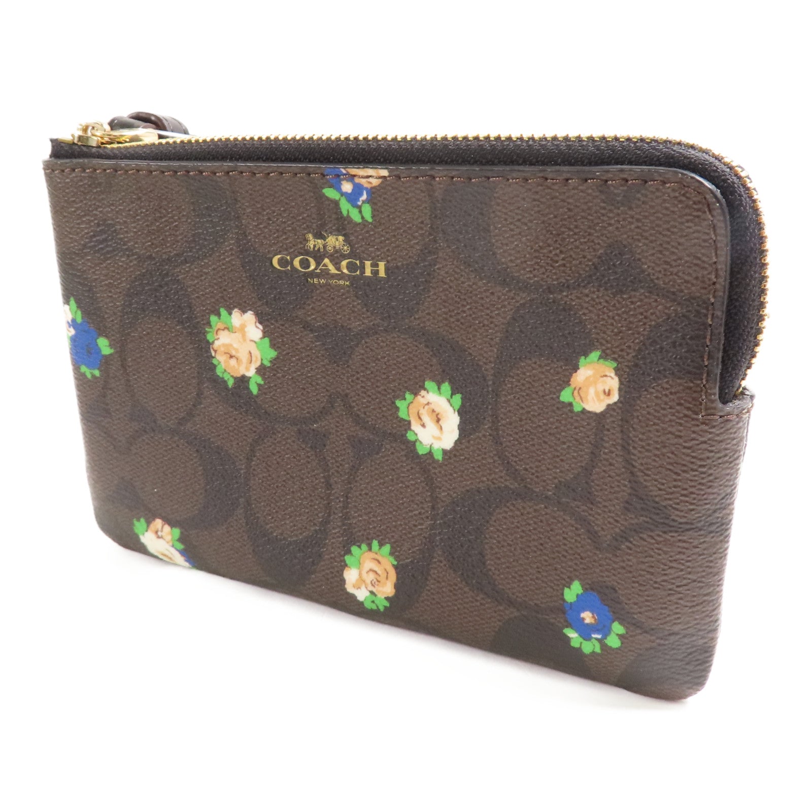 COACH 塗層帆布Pouch金扣手拿包
