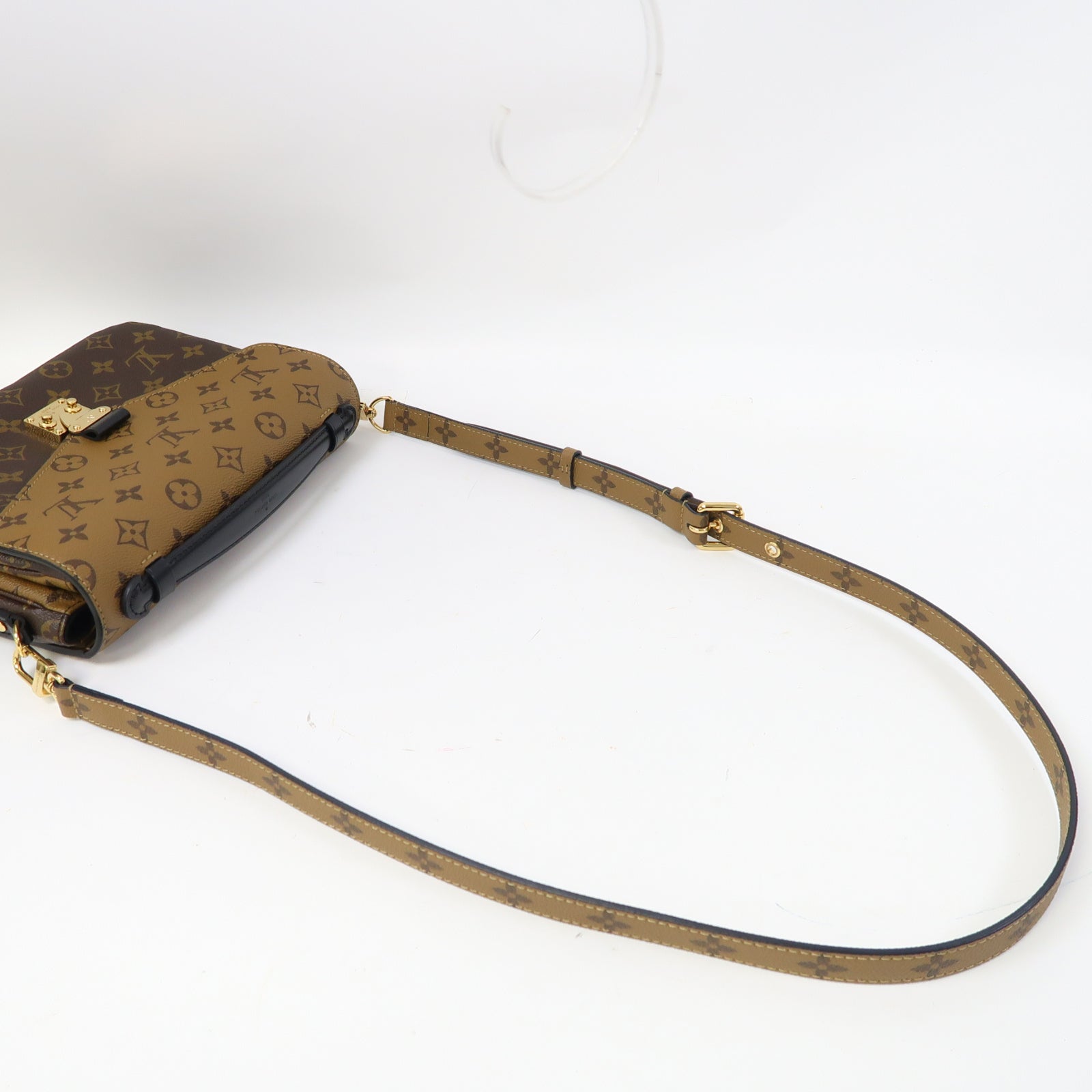 LOUIS VUITTON Monogram Reverse Pochette Métis金扣手挽肩背兩用袋啡色