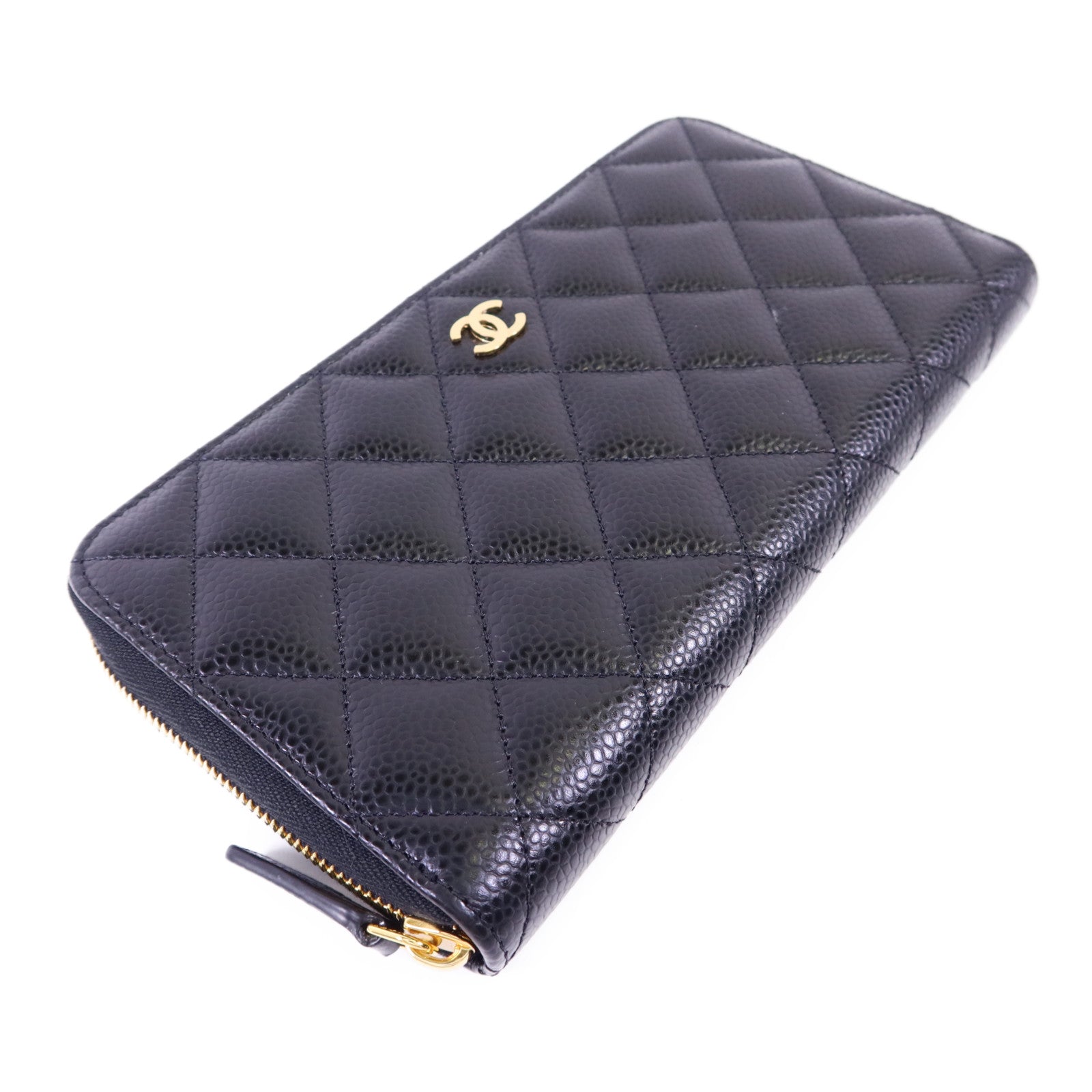 CHANEL 牛皮皮革Zipper Long Wallet金扣長錢包