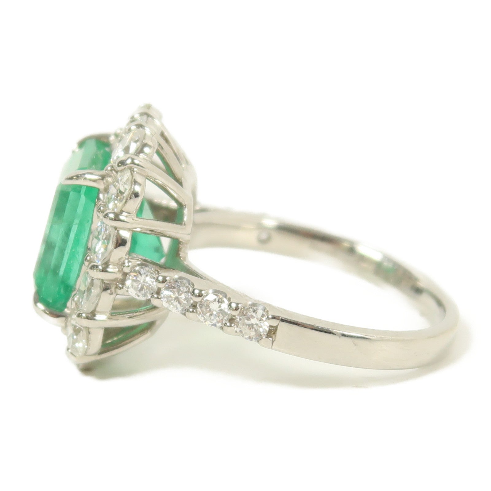 JEWELRY 【激減優惠】PT900鉑金 Ring 4.7ct綠寶石/1.78ct鑽石戒指銀色US#6.5