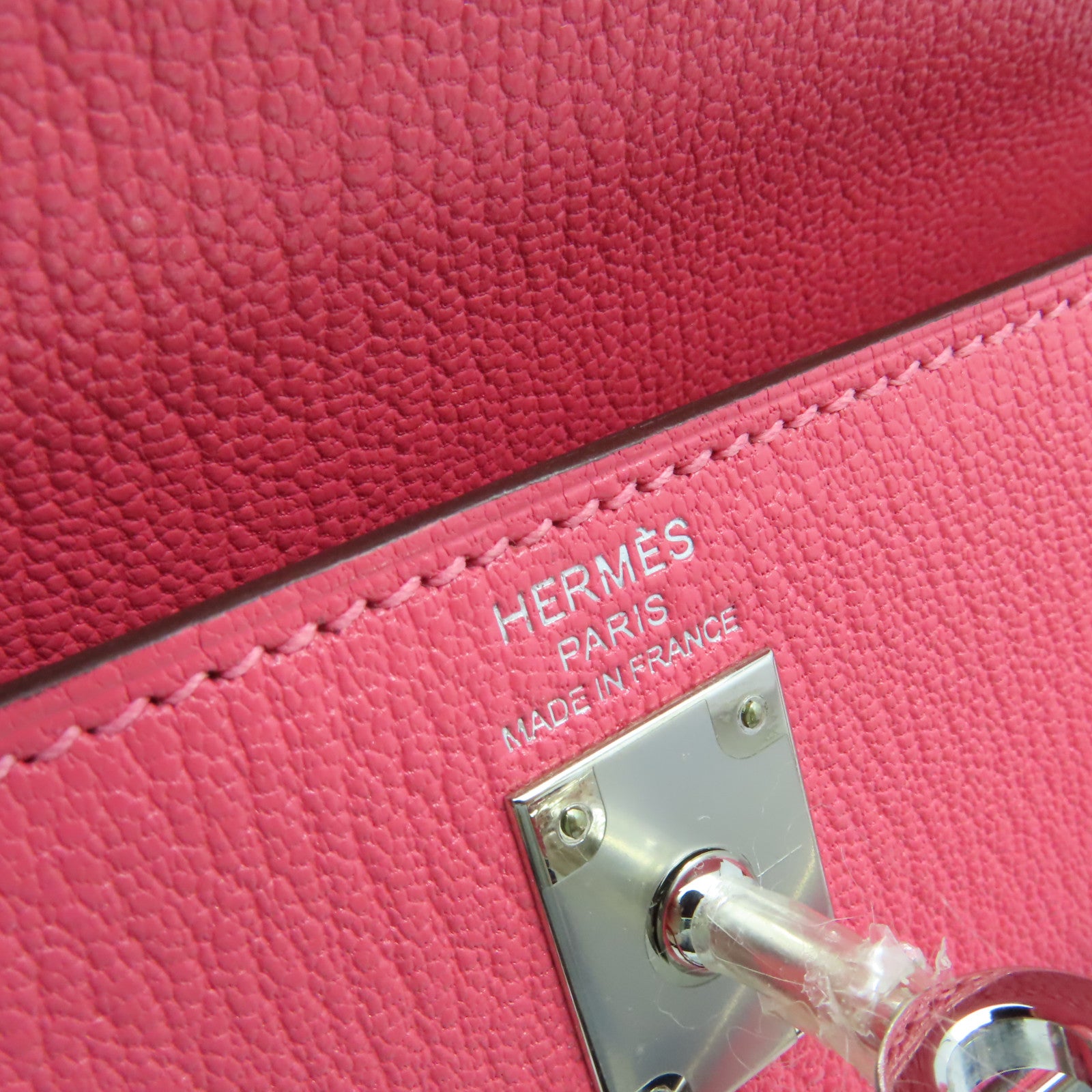 HERMES **【激減優惠】Chevre皮革Kelly 25 2Way Handbag銀扣手挽肩背兩用袋 Rose Lipstick/玫瑰潤唇膏色